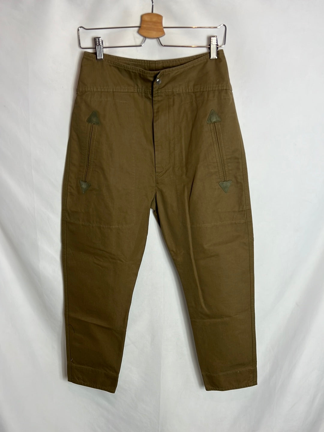 ISABEL MARANT ÉTOILE. Pantalón verde caqui detalle bolsillos. T 38
