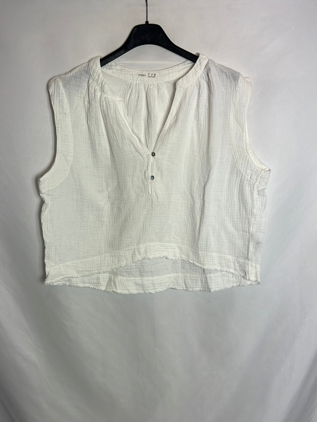 OYSHO. Top blanco tejido bambula. T S