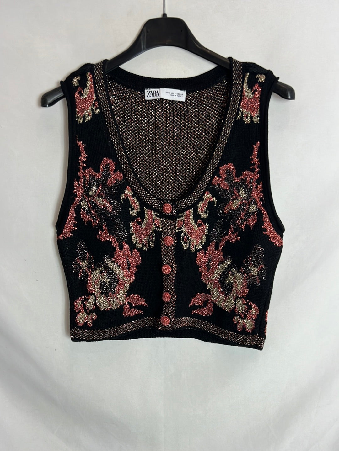 ZARA.Top/chaleco punto bordado T.s