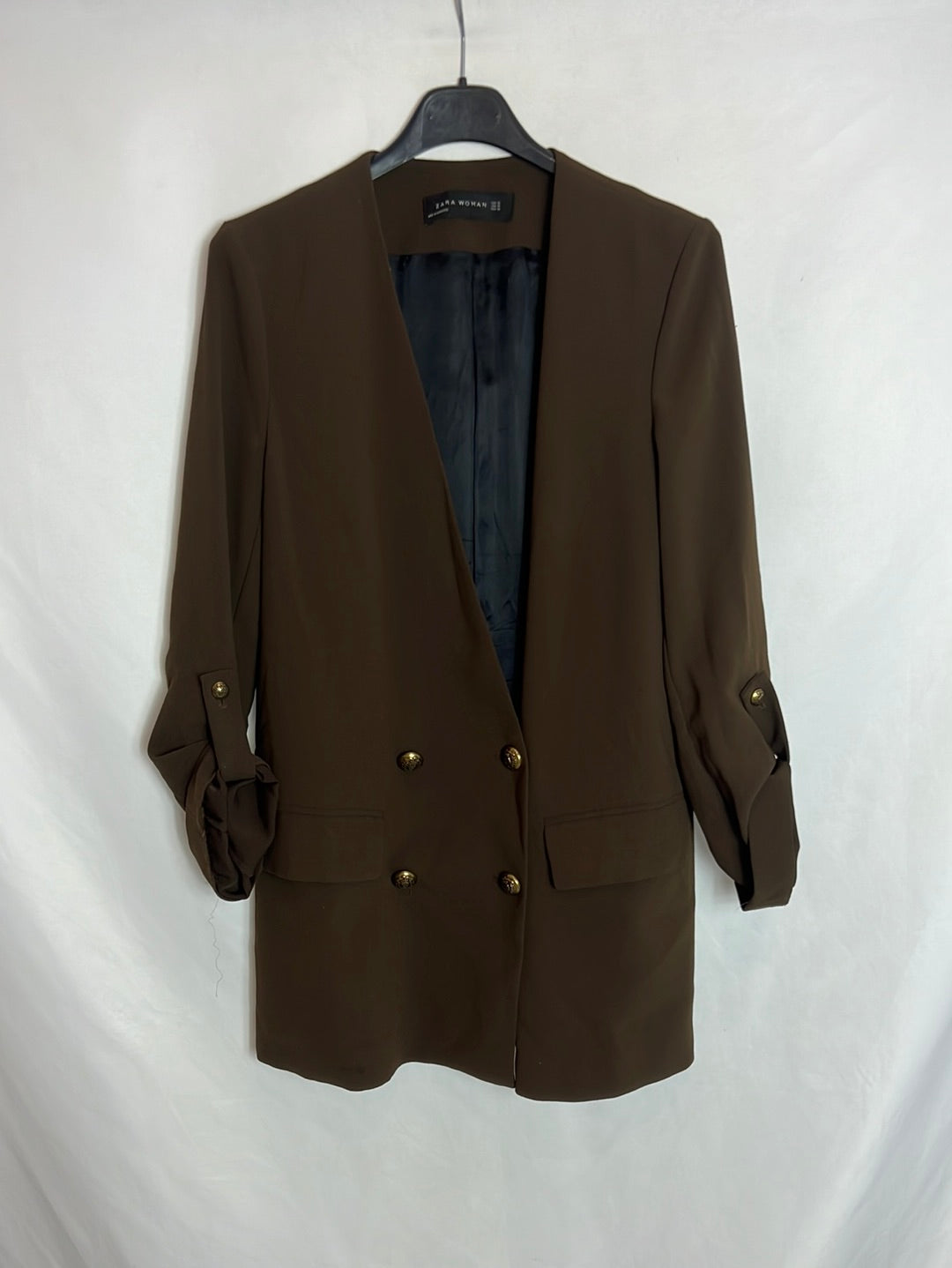 ZARA. Blazer verde cruzada botones. T XS