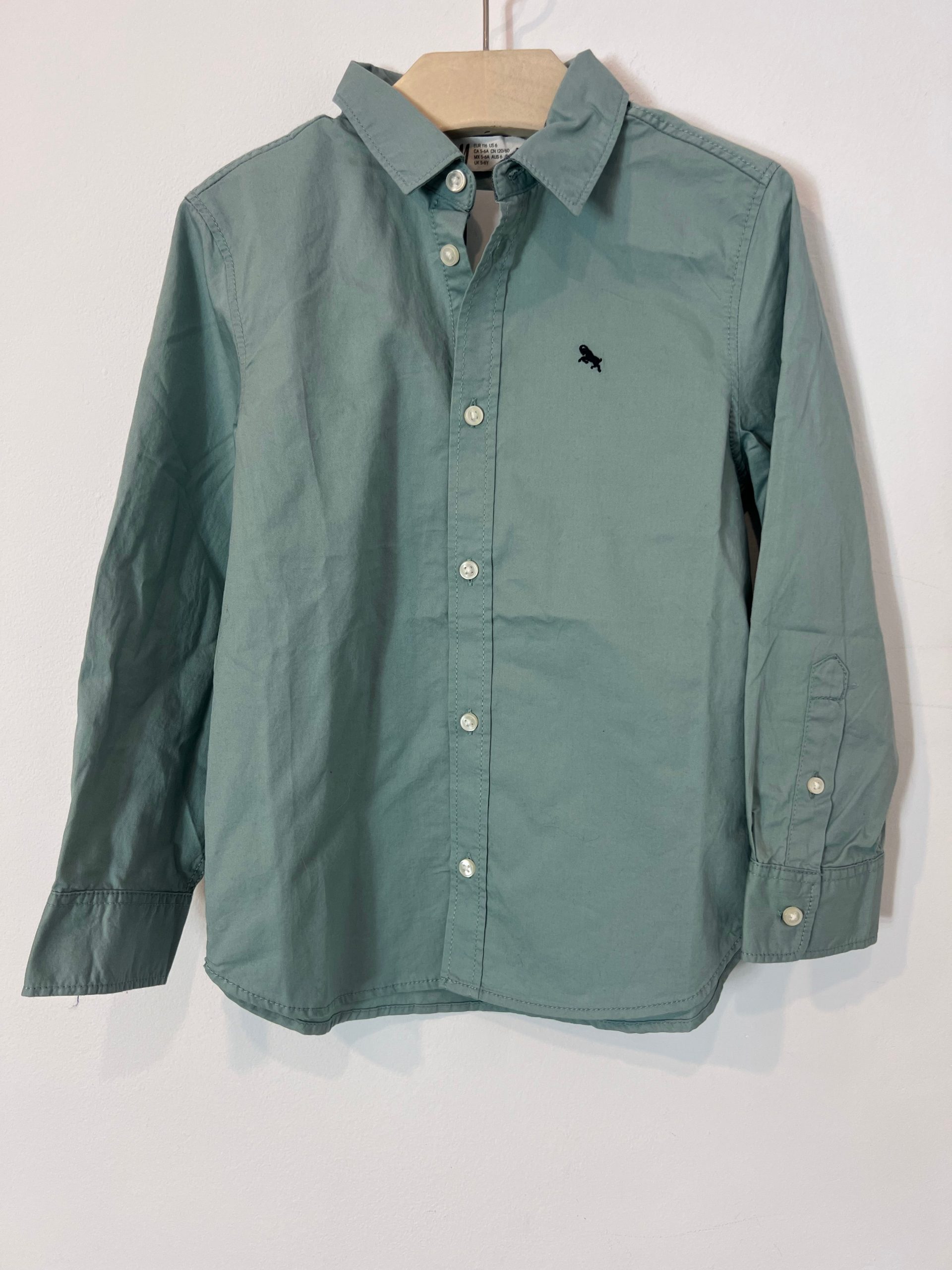 H6M. Camisa verde clásica. T 5-6 años