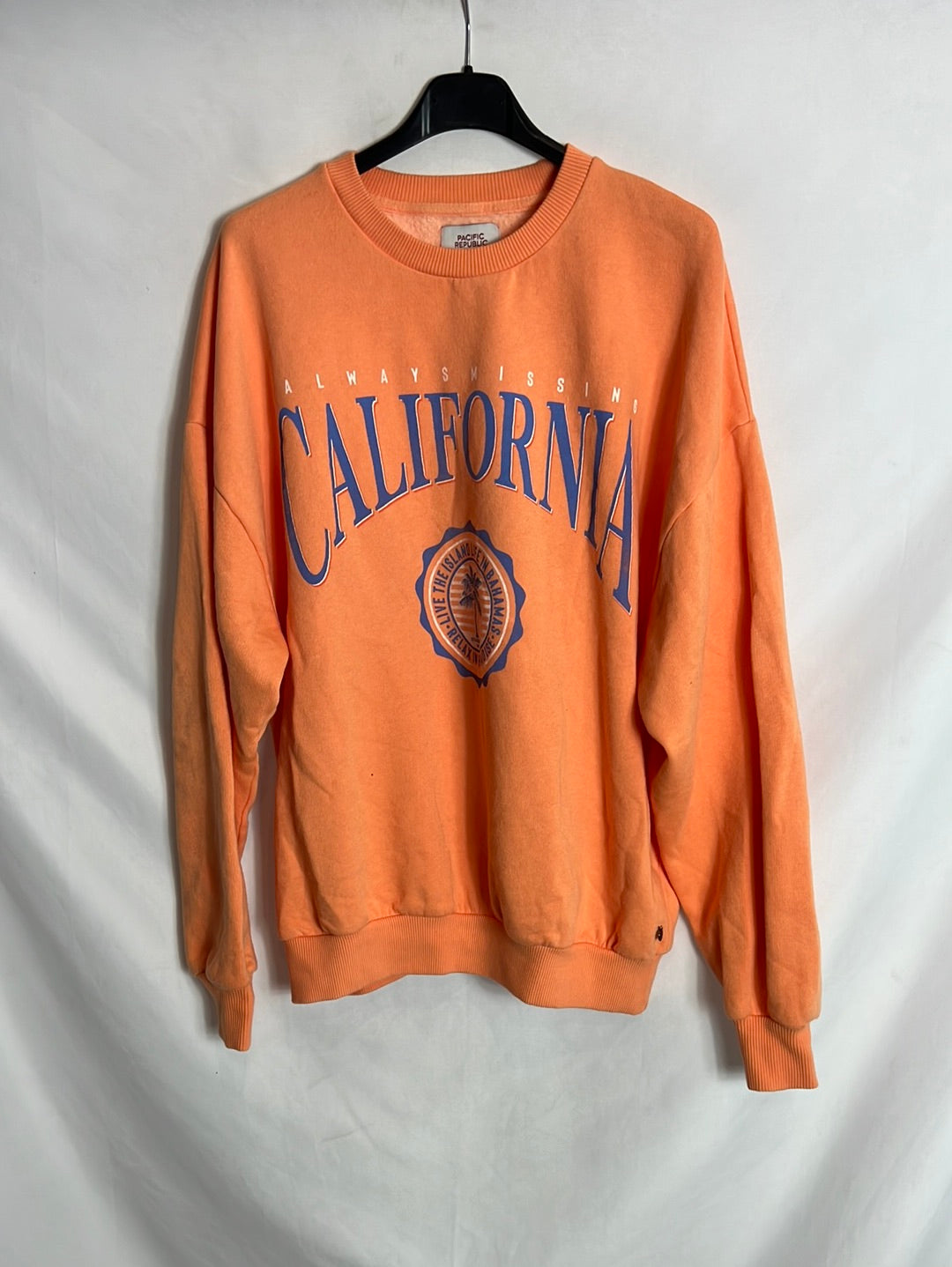 PULL&BEAR. Sudadera naranja oversized T.xs