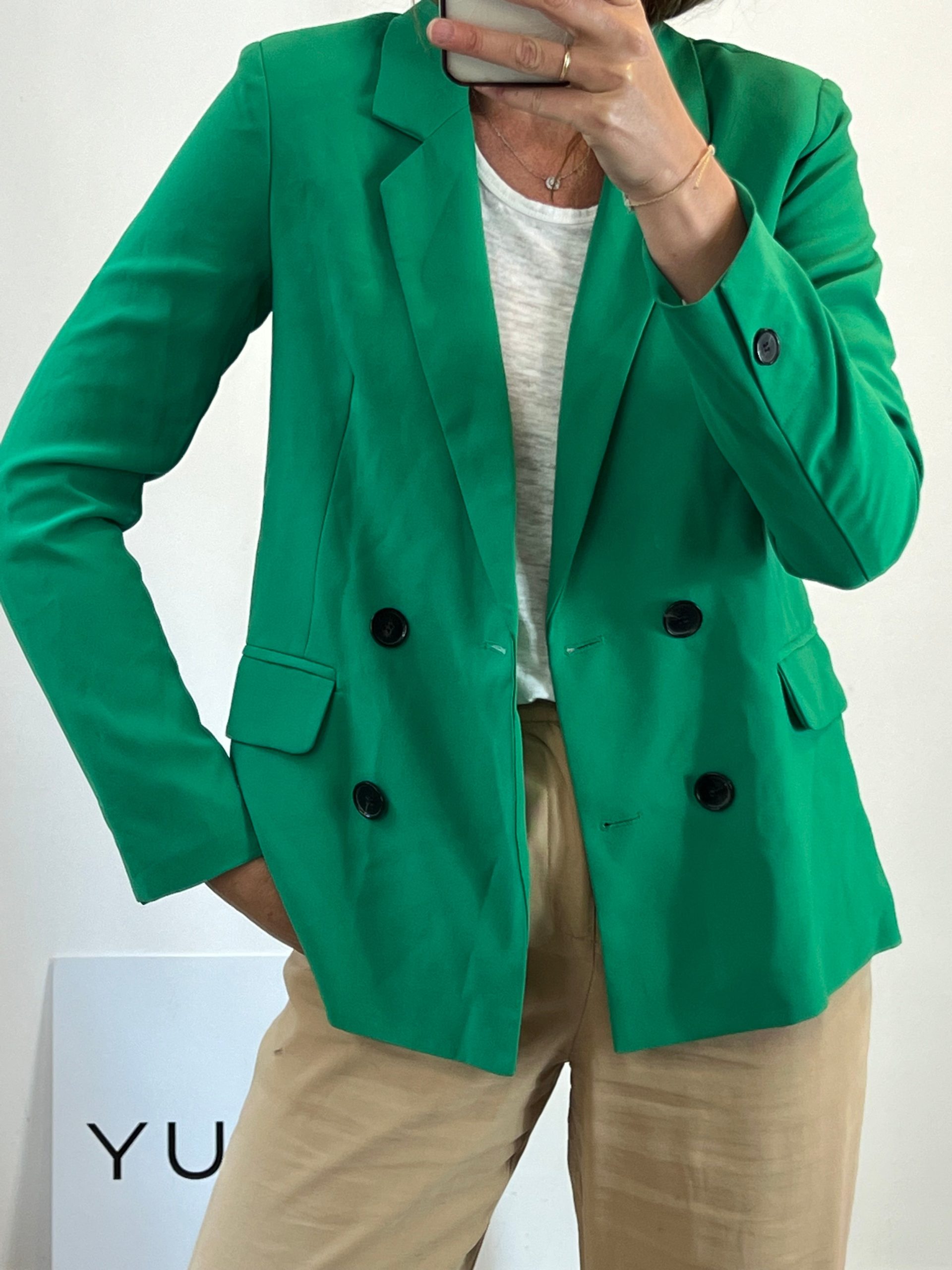 AMERICANO. Blazer verde cruzada T.m