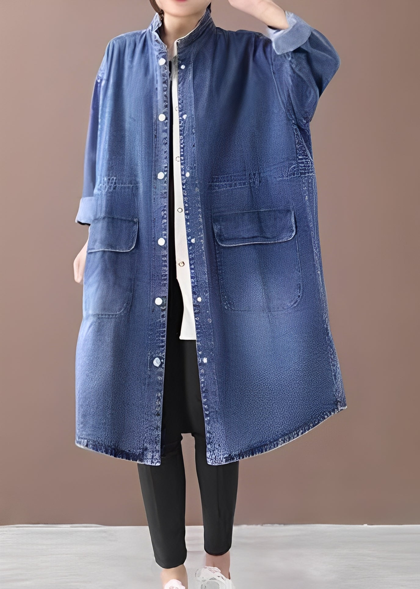 Jacinda - Chaqueta vaquera oversized con cuello alto para mujer