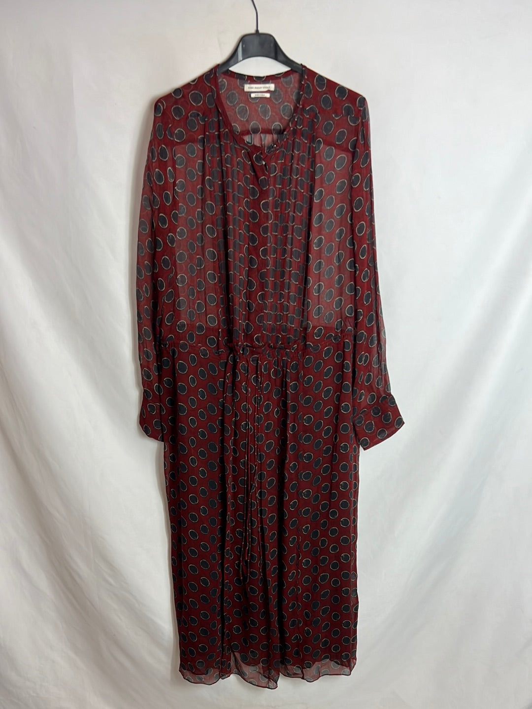 ISABEL MARANT ÉTOILE. Vestido semitransparente estampado midi T 38