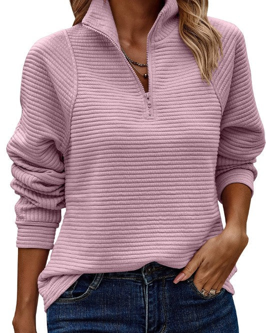 Zinnia - Suéter acanalado con cremallera para mujer