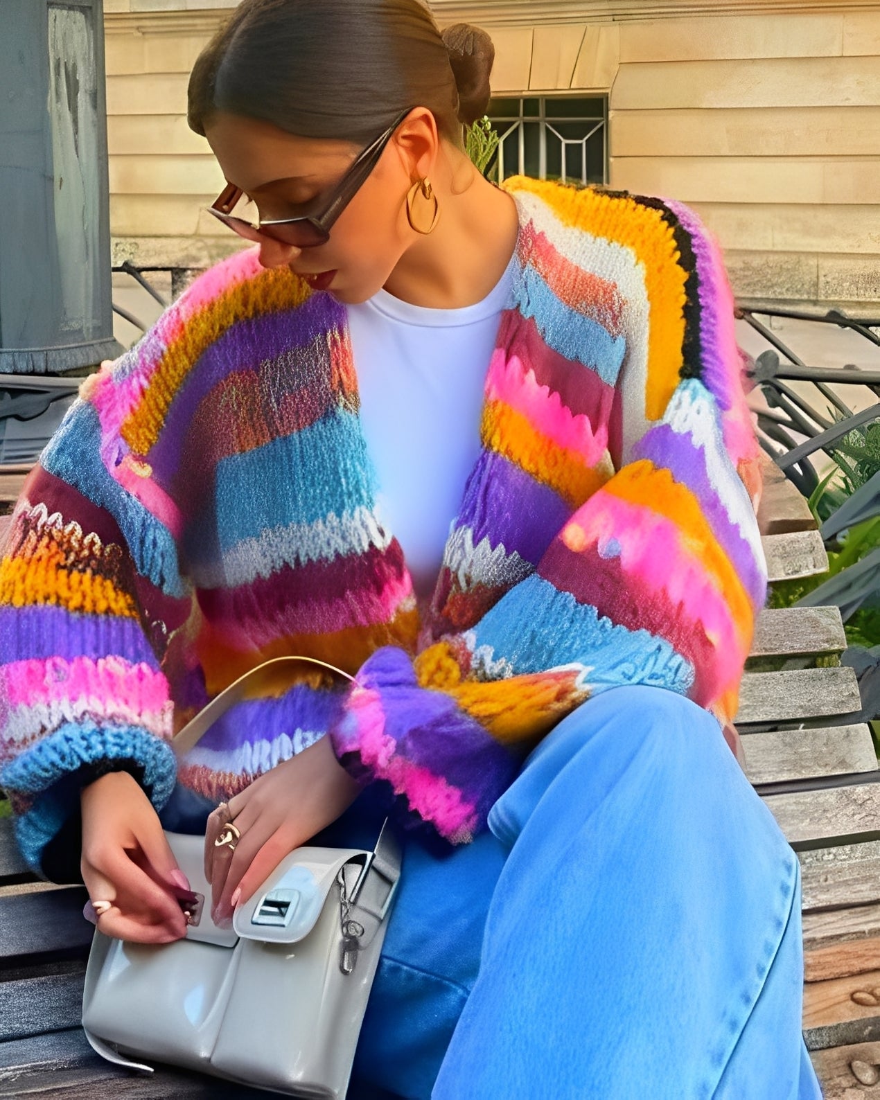 Marlee - Jersey de punto colorido con rayas para mujer