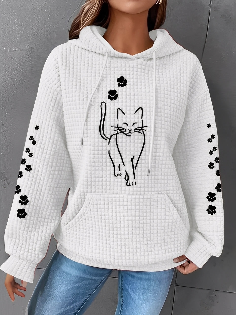 Berenice - Sudadera con capucha impresa y cálida para mujeres