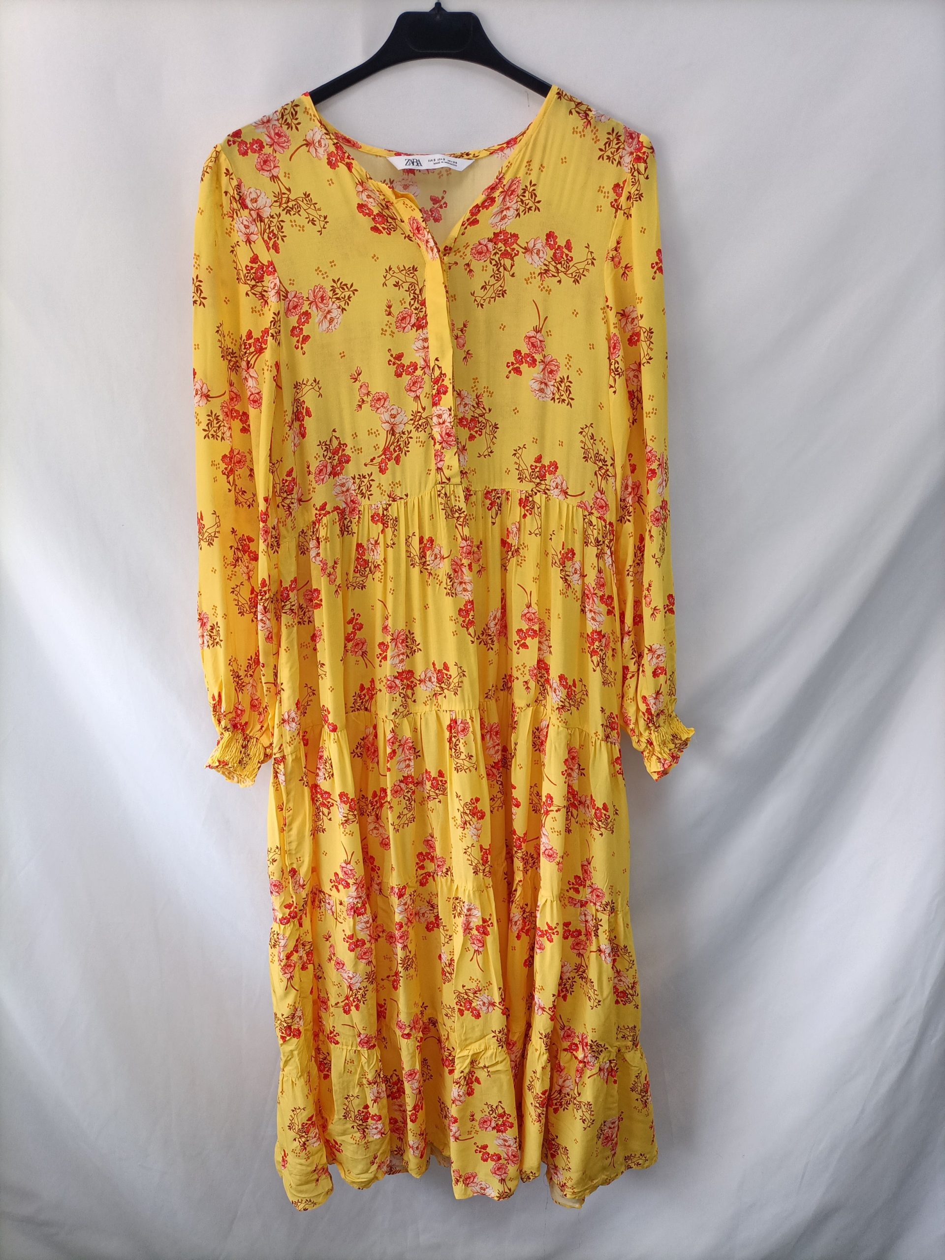 ZARA. Vestido midi flores T.s
