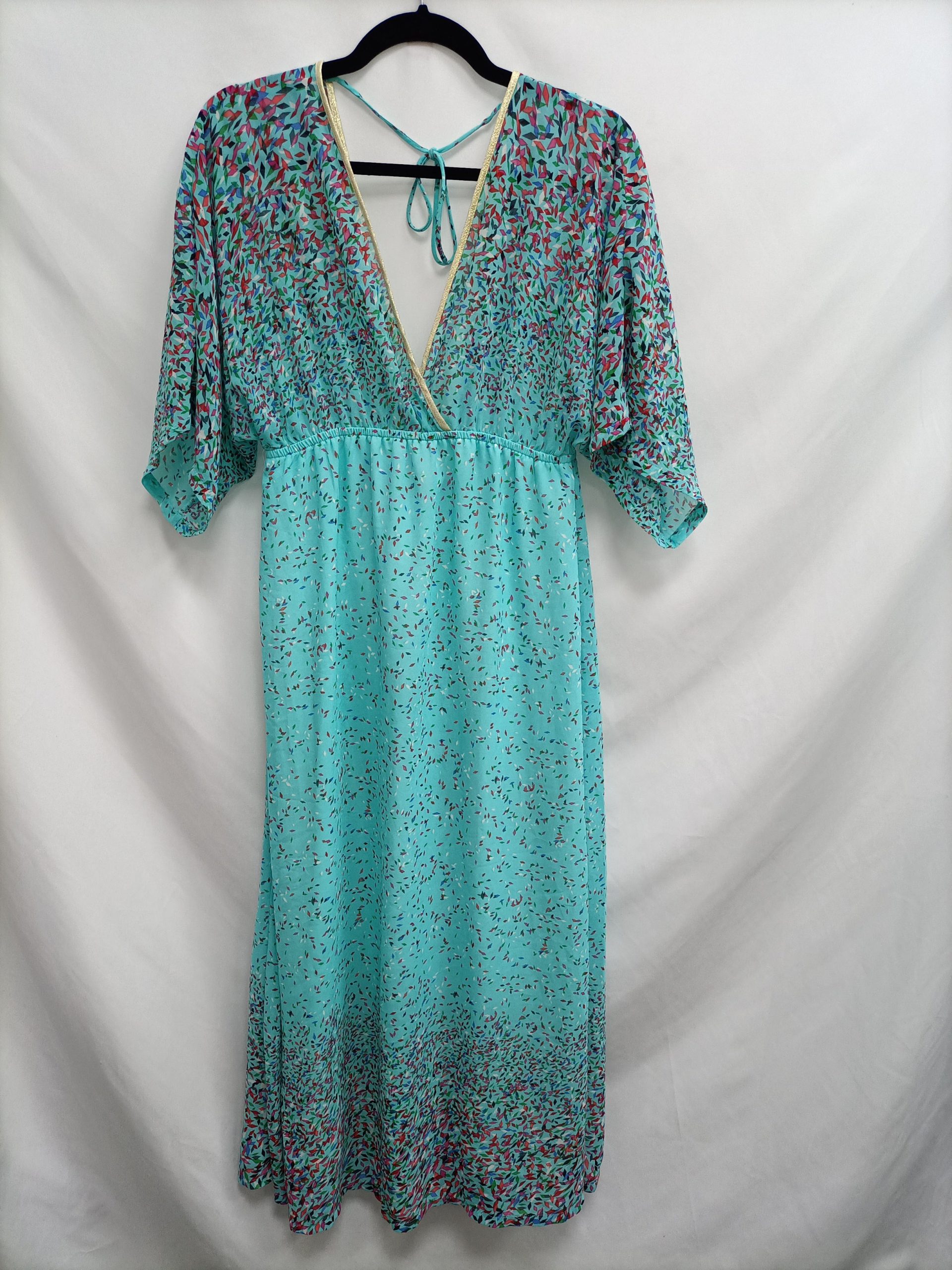 GOLD& SILVER. Vestido largo turquesa T.2(m)