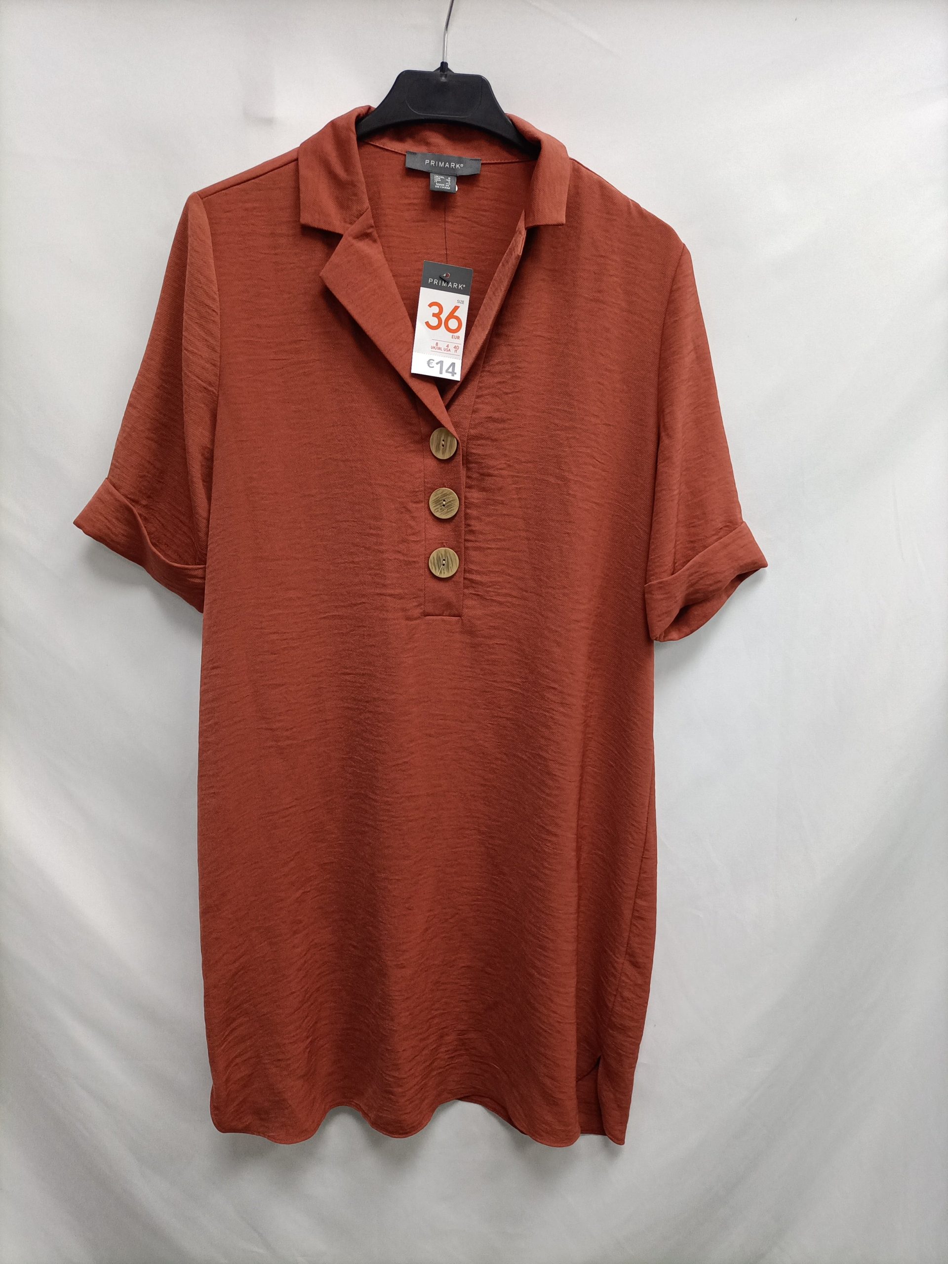 PRIMARK. Vestido corto teja T.36