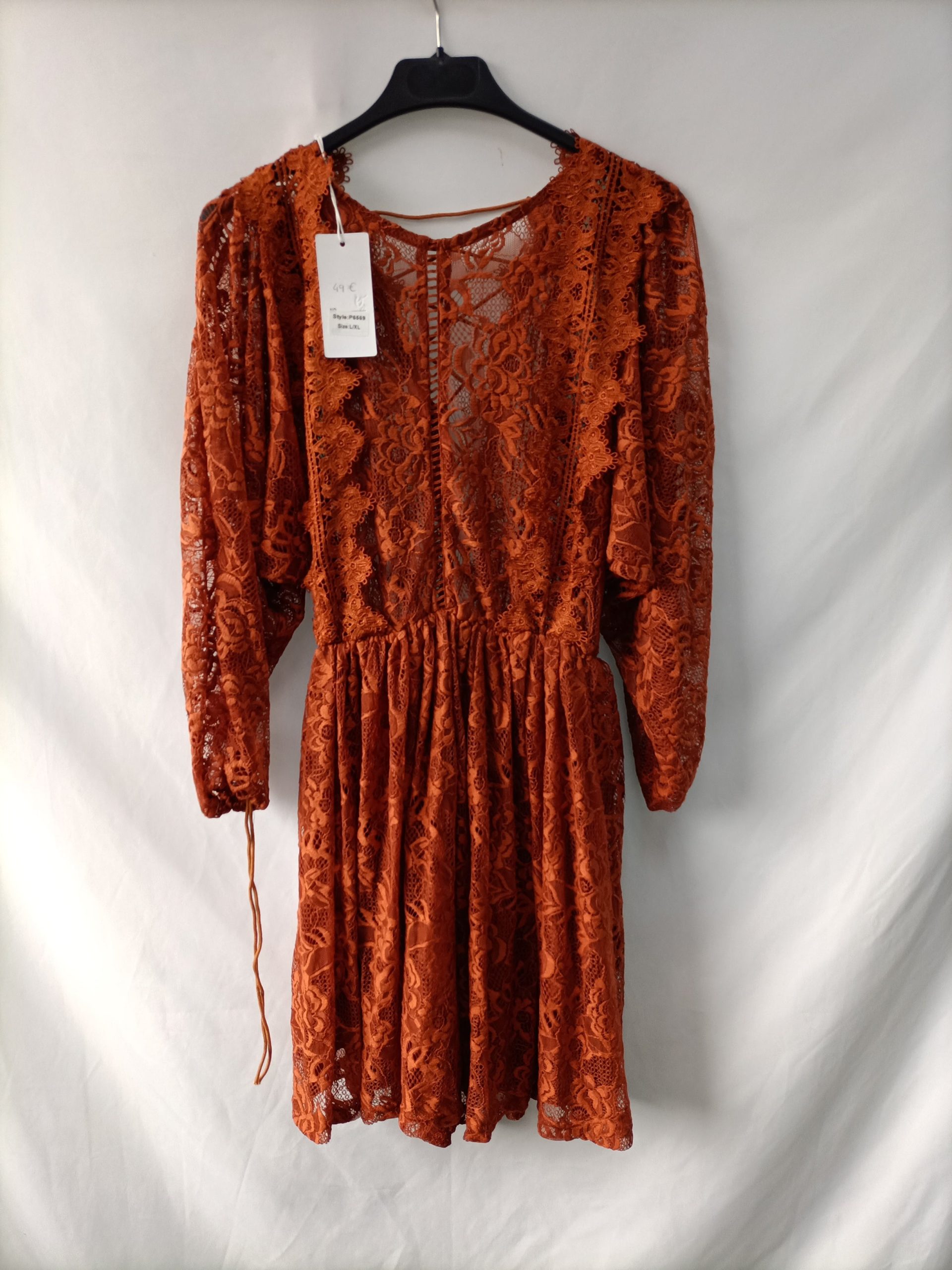 PACCIO. Vestido encaje teja T.l/xl