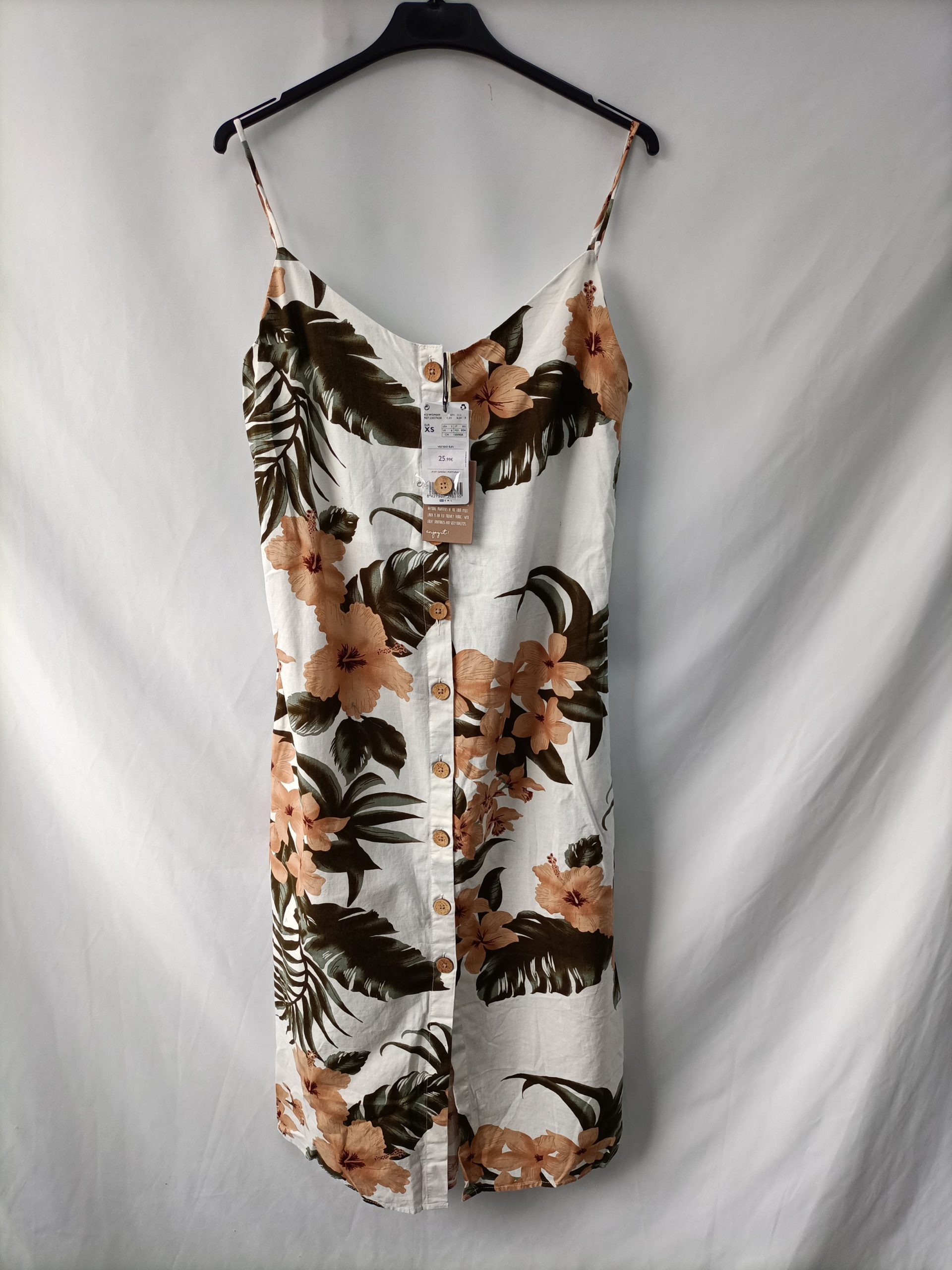 MANGO. Vestido midi de lino T.xs