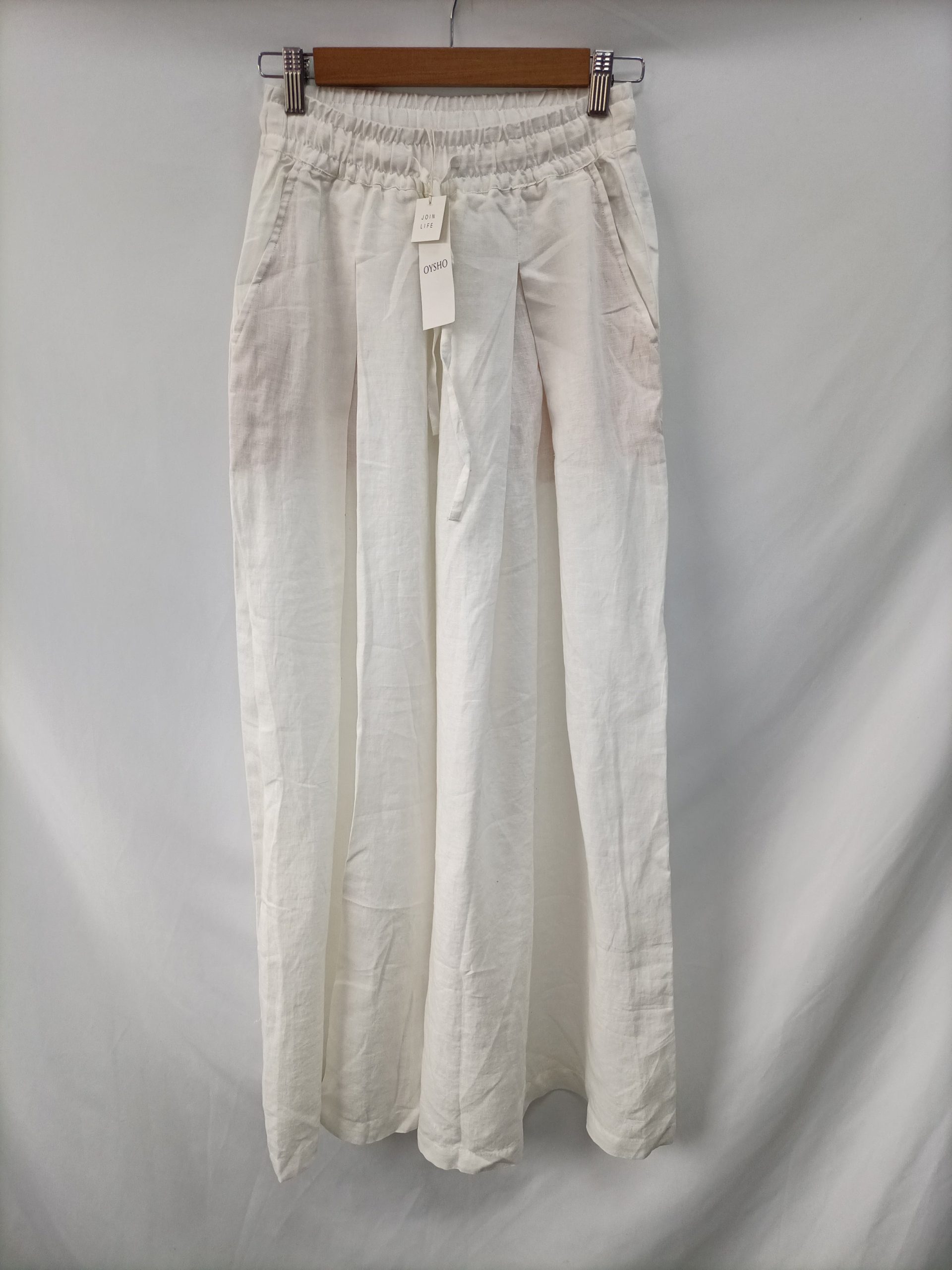 OYSHO. Pantalón blanco lino T.xs