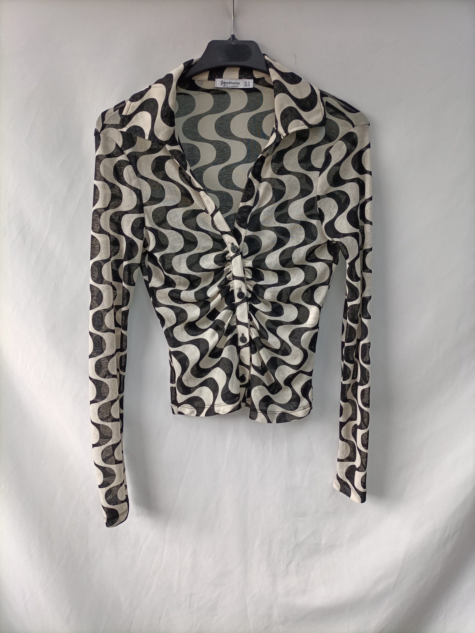 STRADIVARIUS.Top fruncido estampado retro T.M