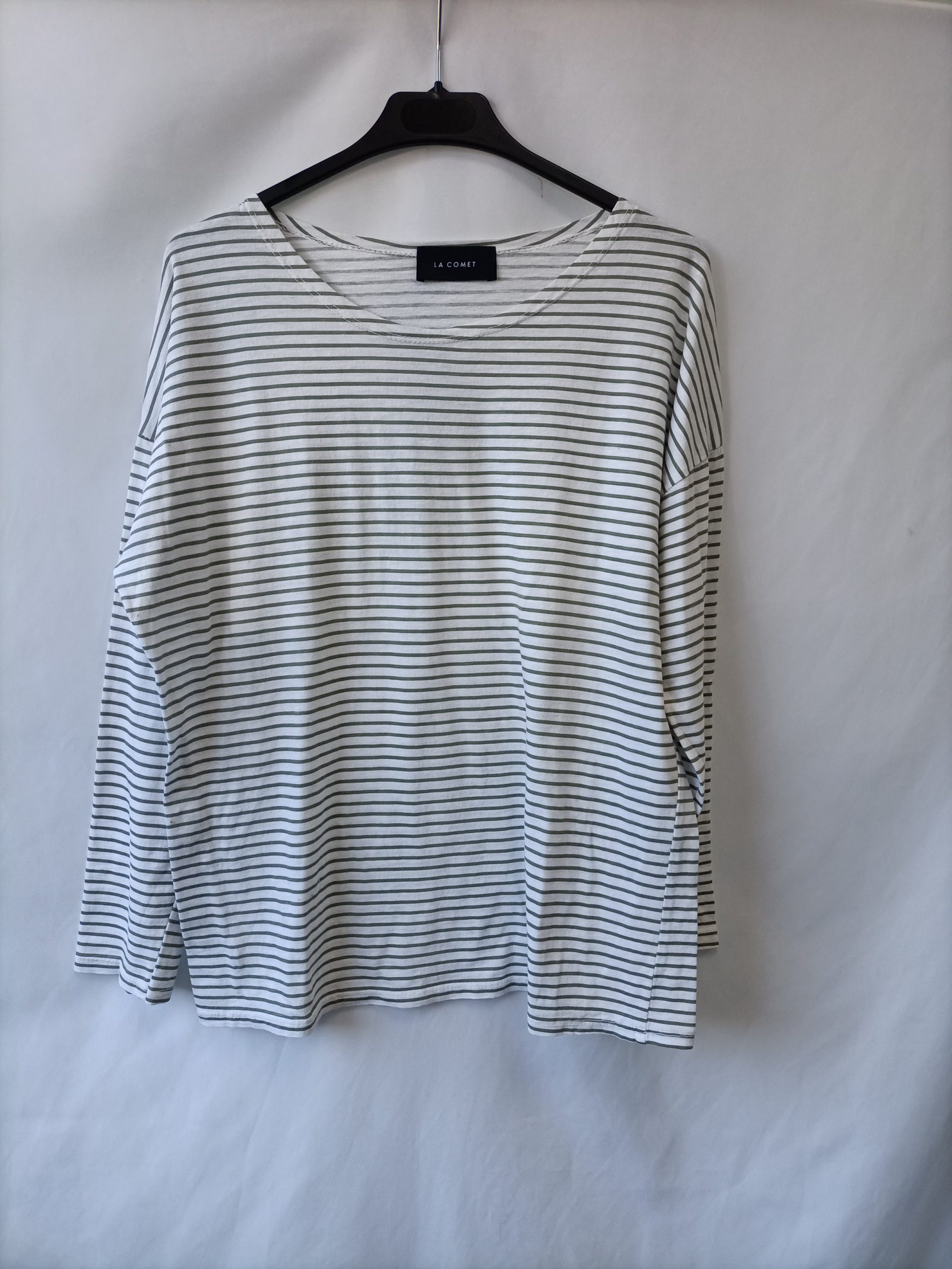 LA COMET. Camiseta blanca rayas T.u(m)