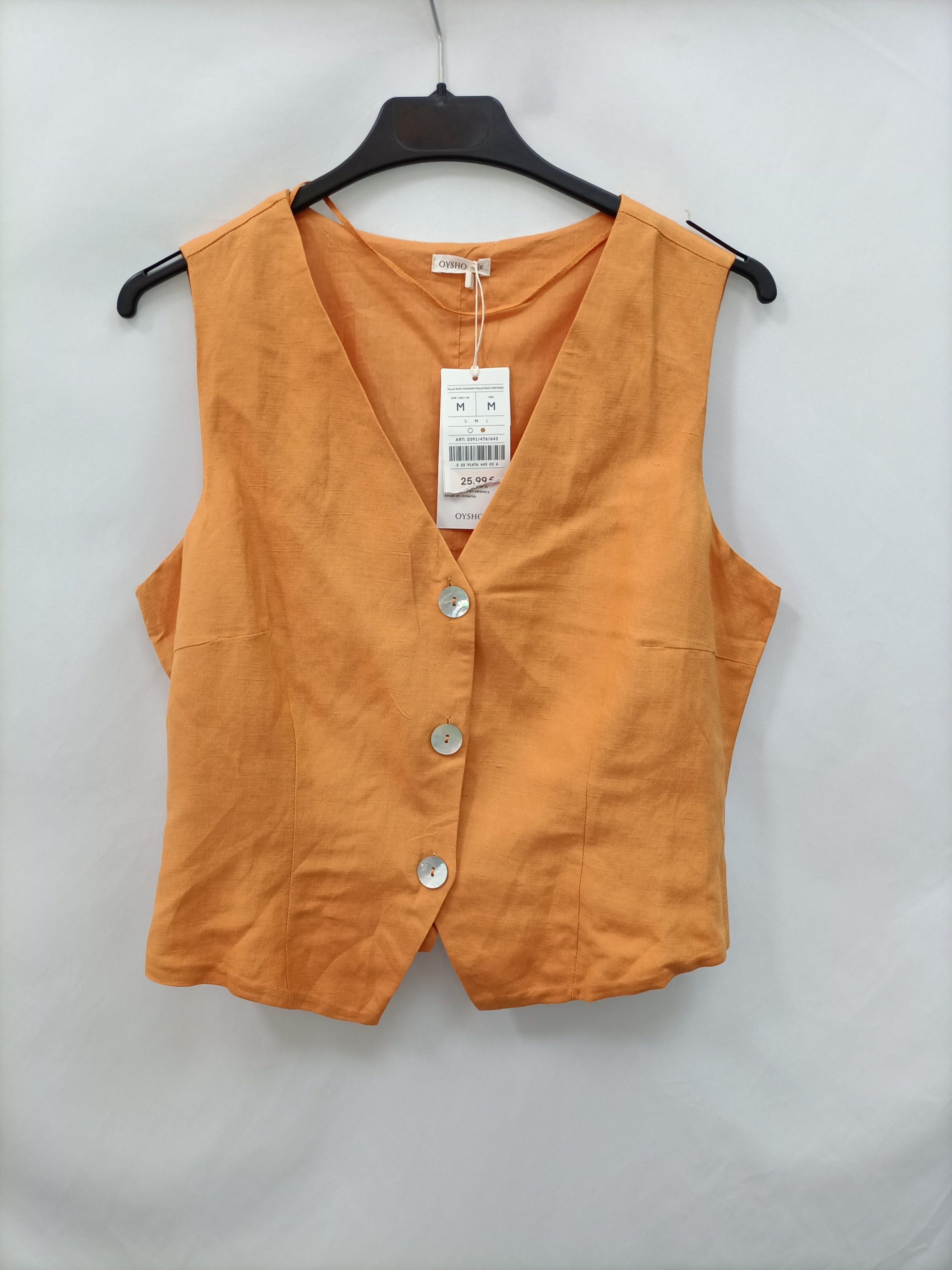 OYSHO.Top/chaleco naranja palo T.M