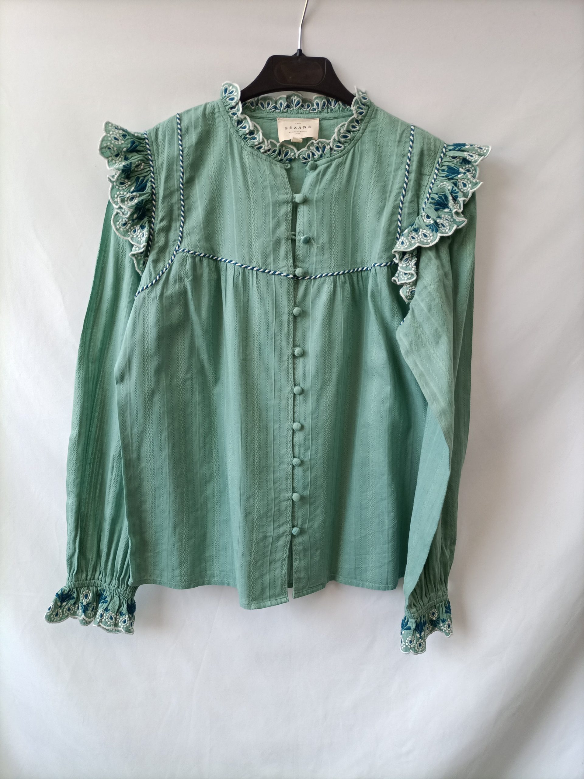 SÉZANE.Blusa verde agua T.36