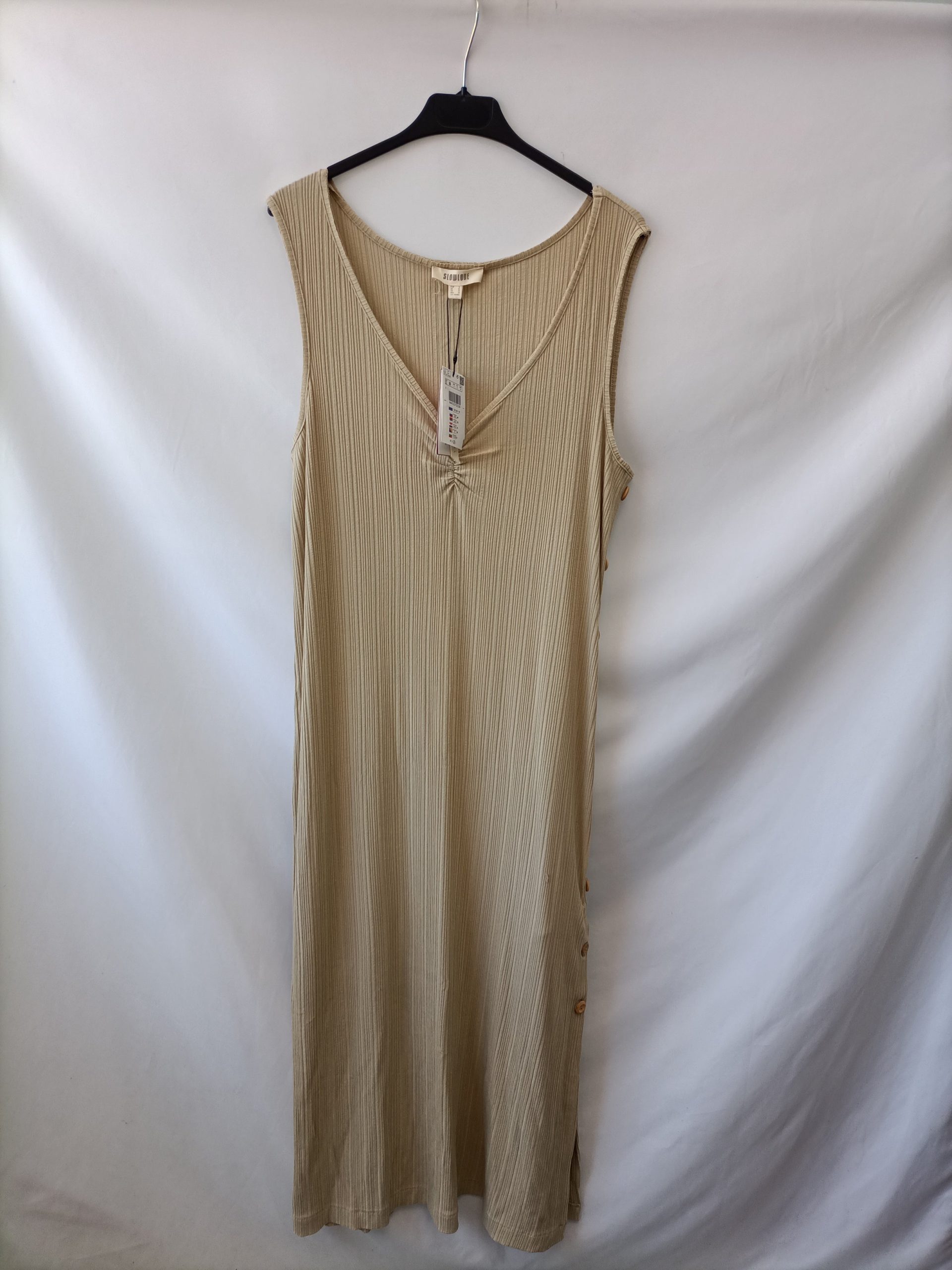 SLOWLOVE.Vestido largo punto beige T.M