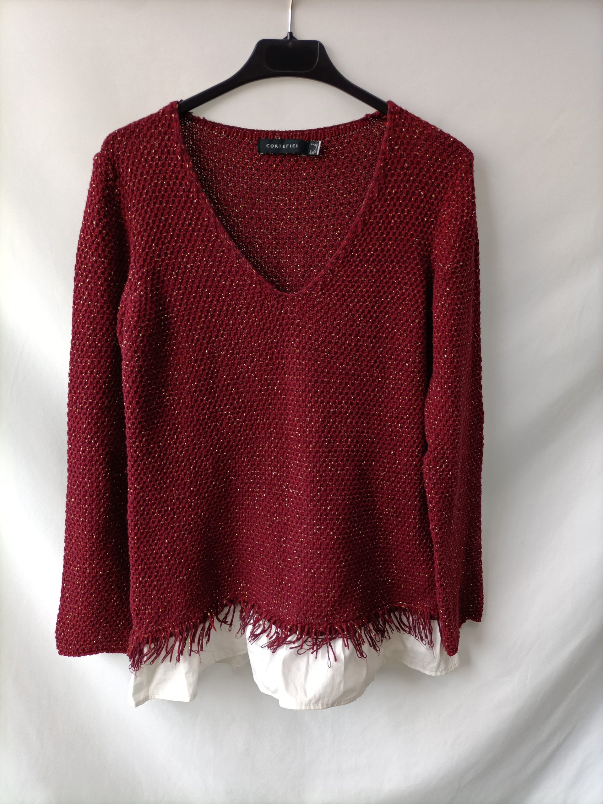 CORTEFIEL. Jersey burdeos hilos T.s