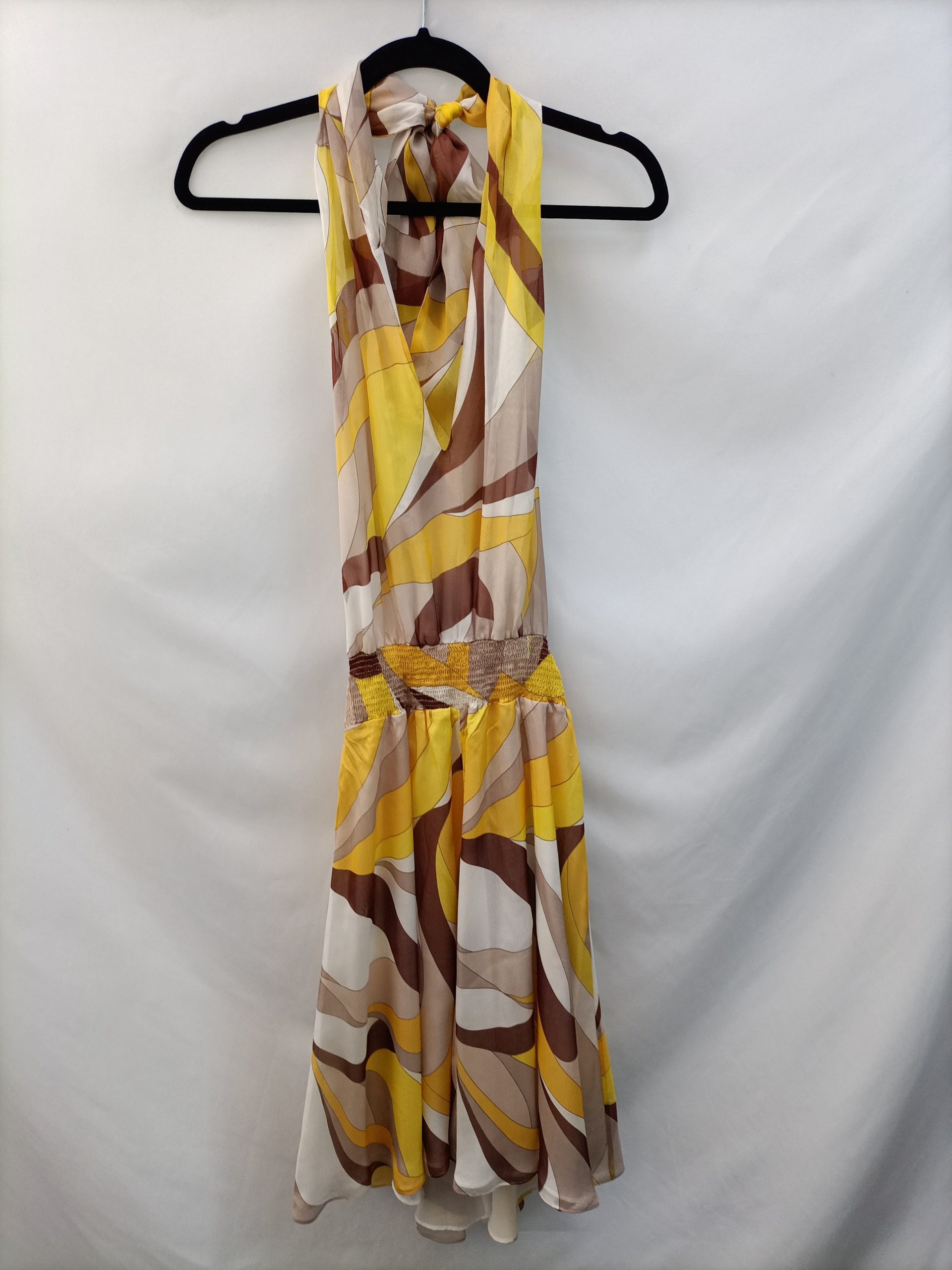 MASSIMO DUTTI. Vestido seda estampado T.38