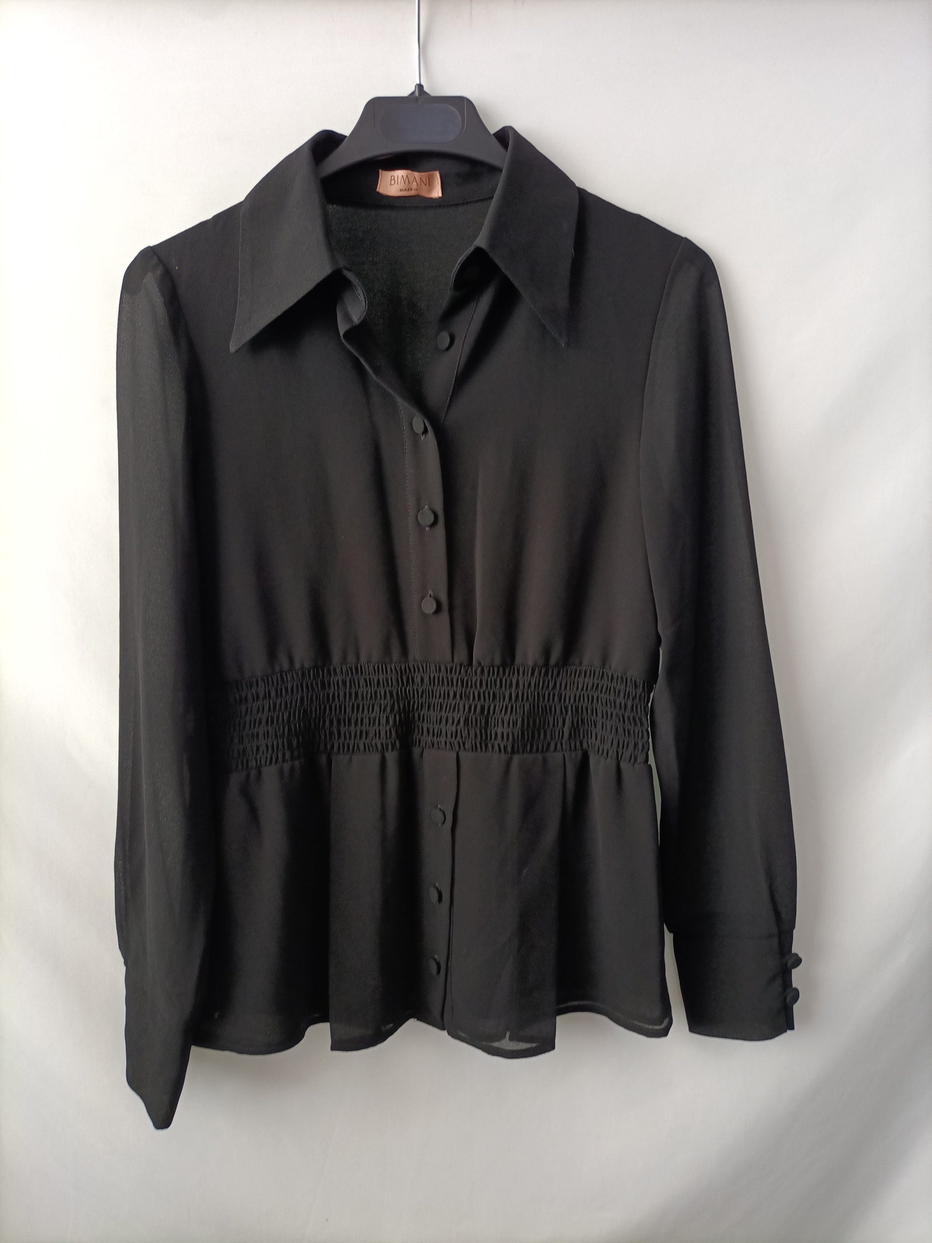 BIMANI. Blusa negra fluida T.xs