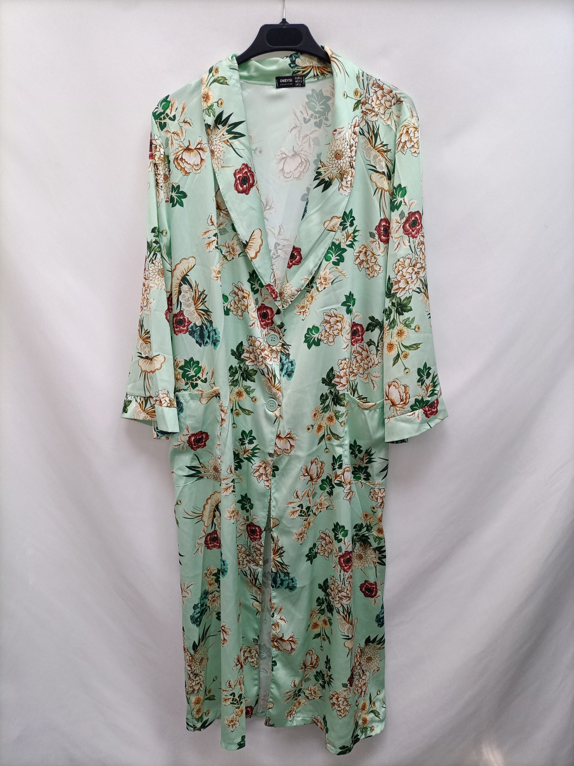 OKEYSI. Kimono Verde flores T.u(s/m)