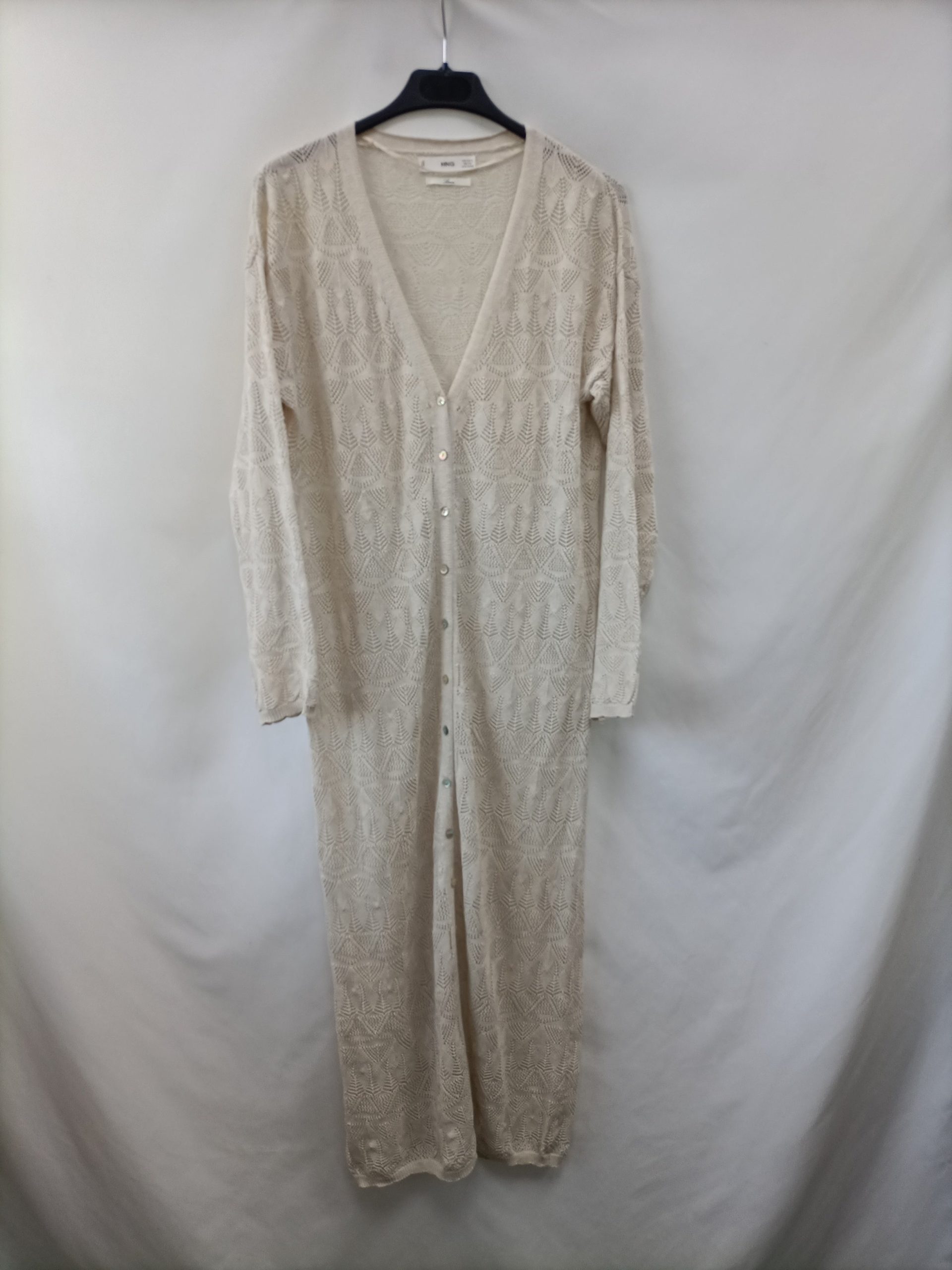 MANGO.Vestido/chaqueta troquelado lino T.S