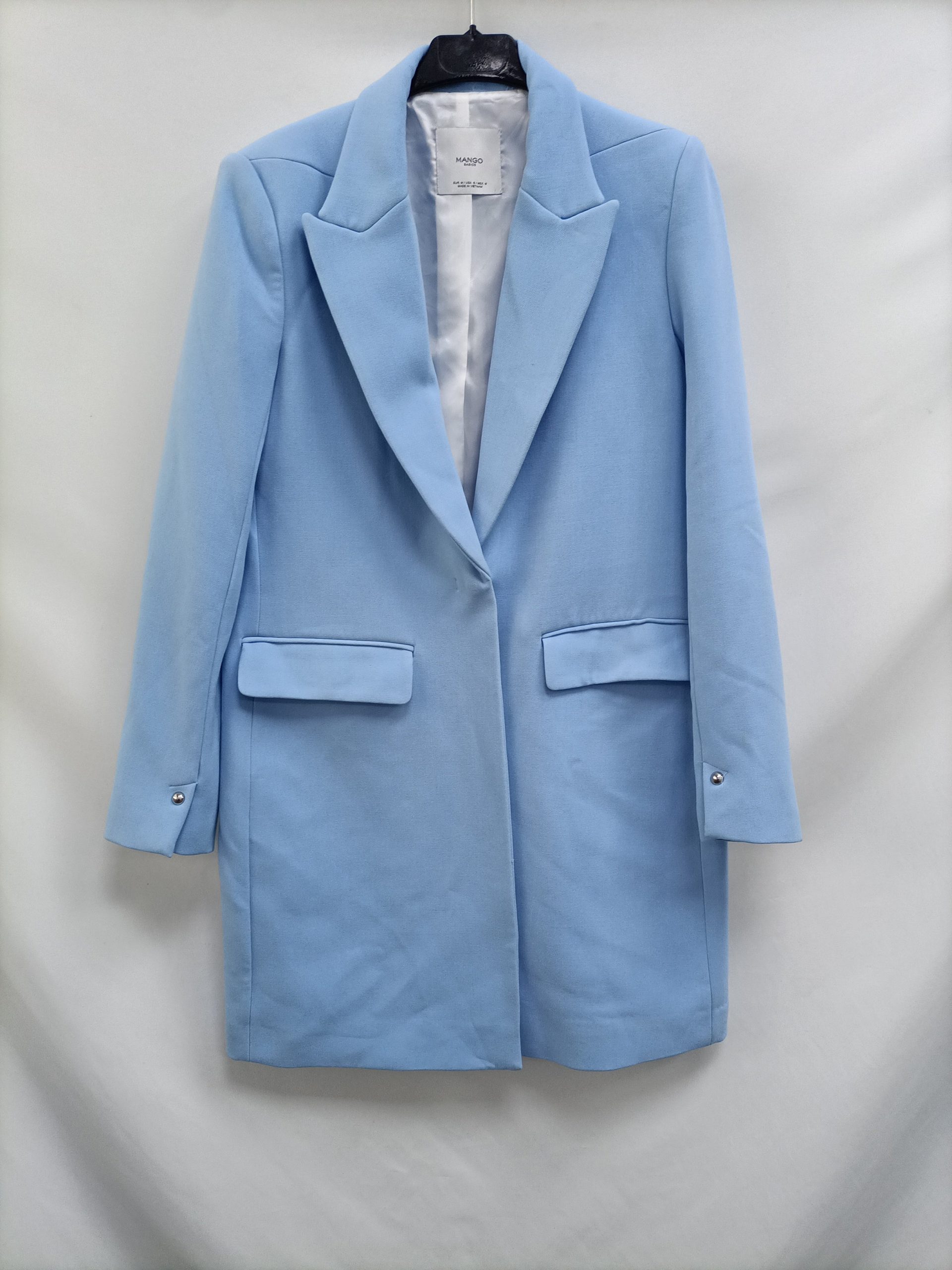 MANGO. Abrigo celeste de vestir T.m