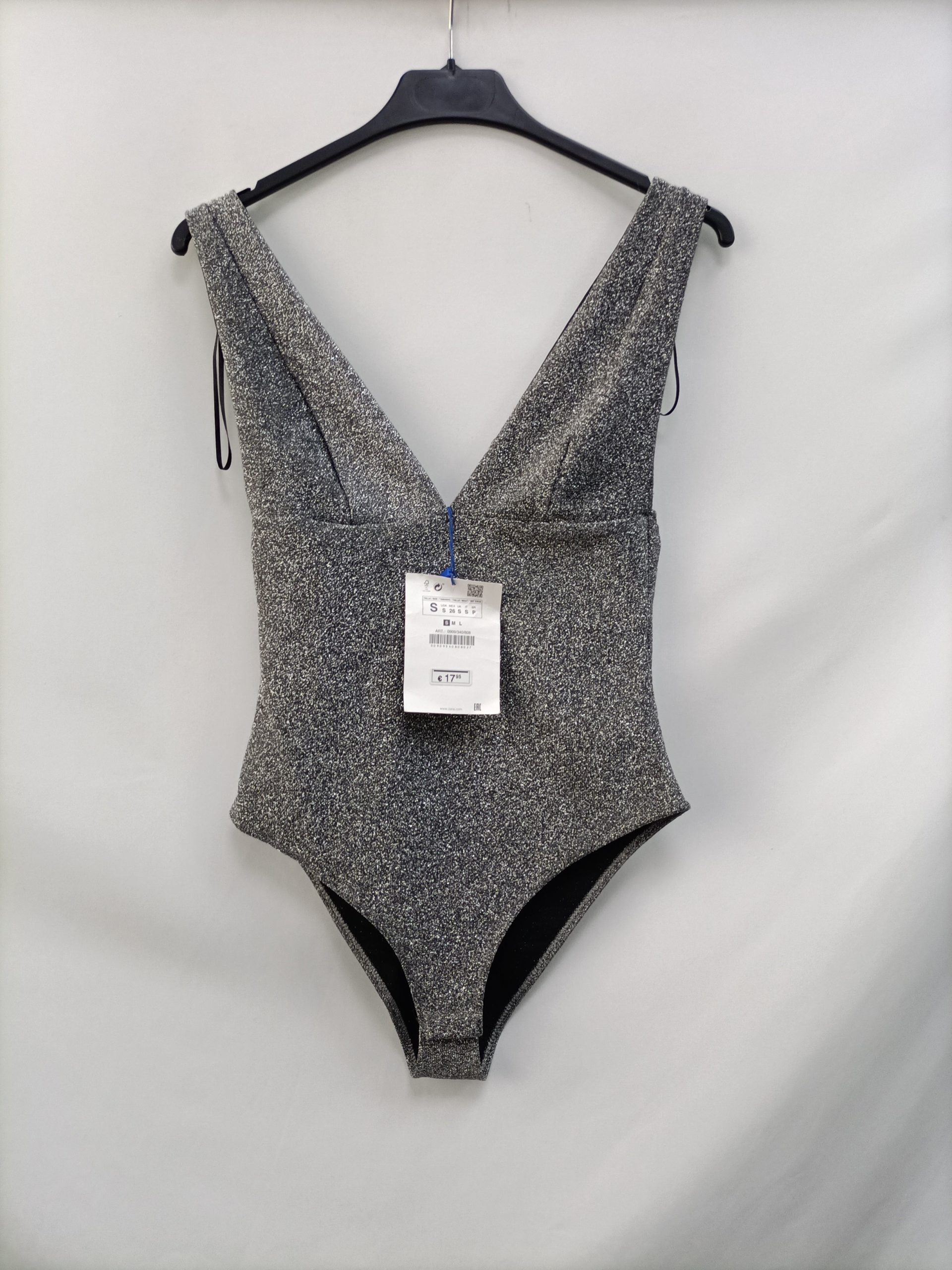 ZARA. Body plateado T.s