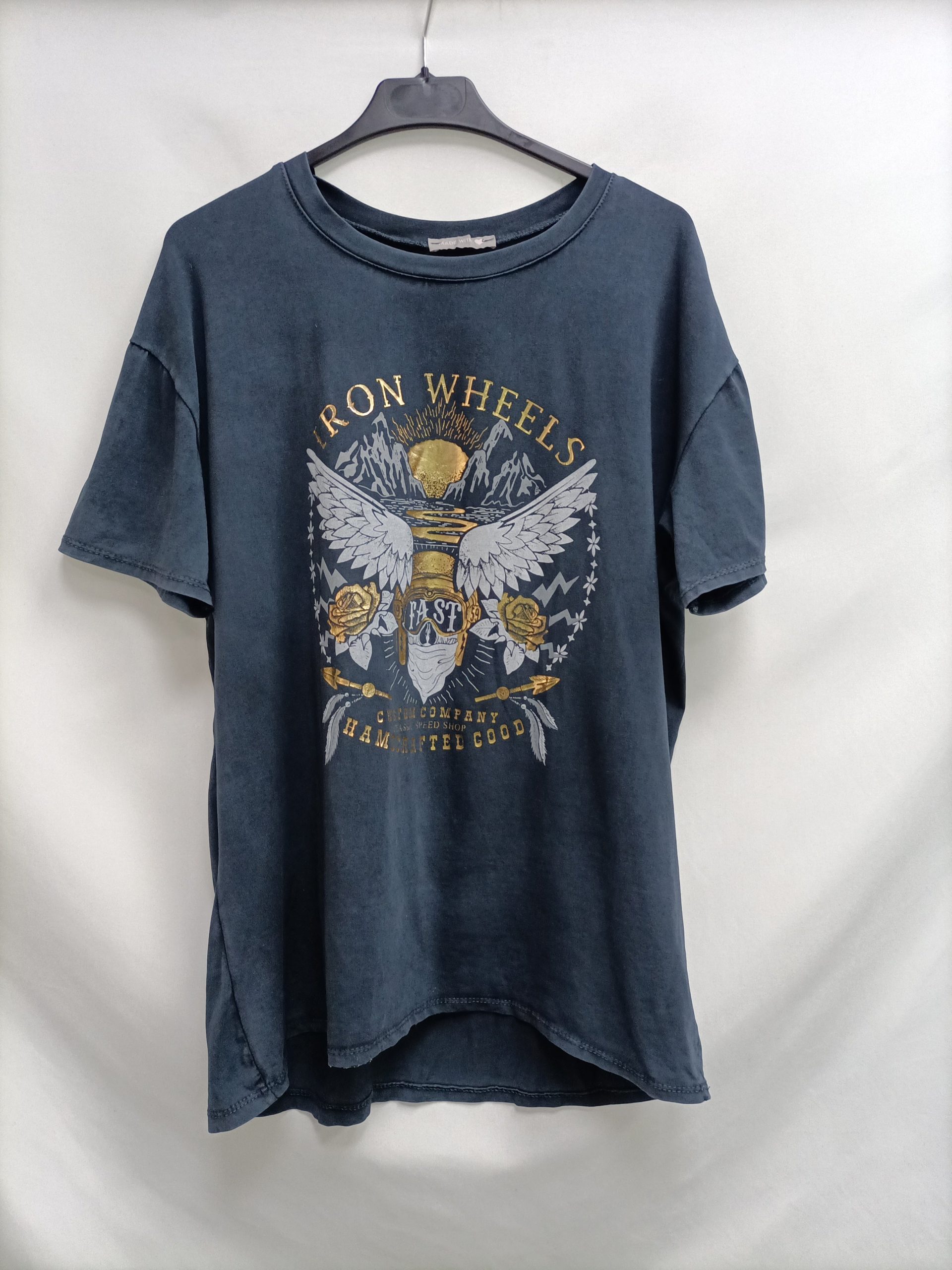 OTRAS. Camiseta azul dibujo Tu(m/l)