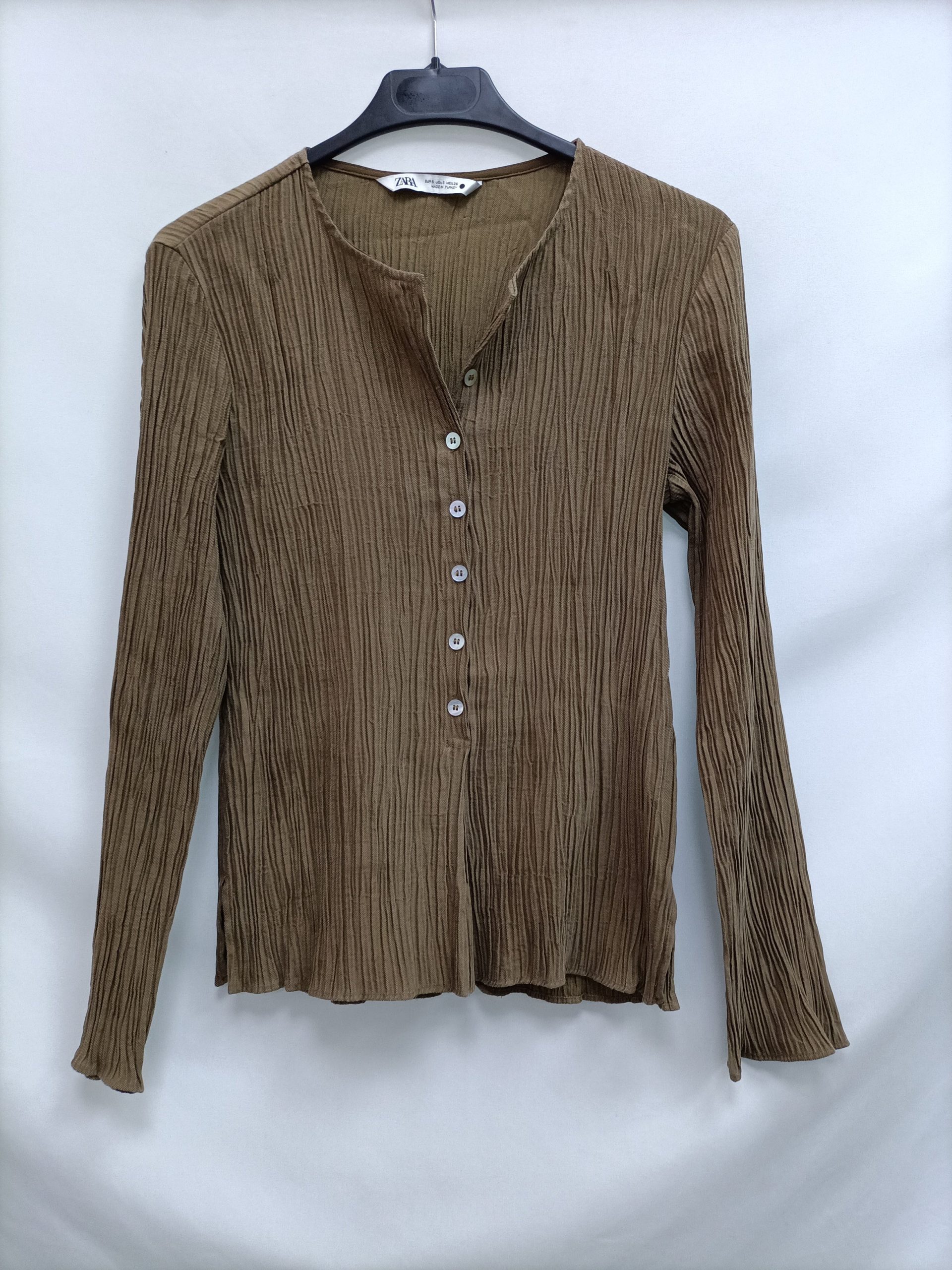 ZARA.Top beige fruncido T.S
