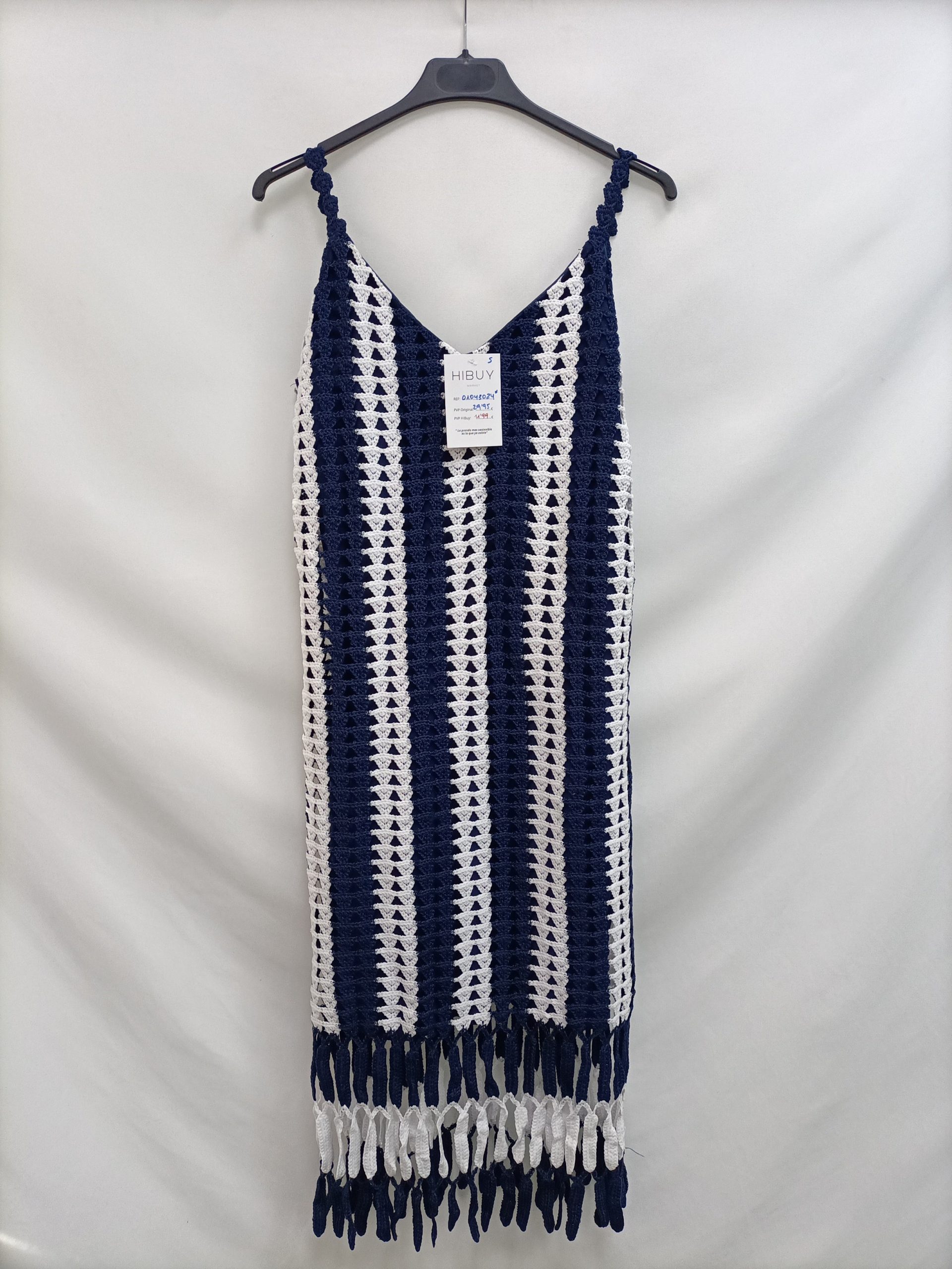 ZARA. Vestido croché bicolor T.s