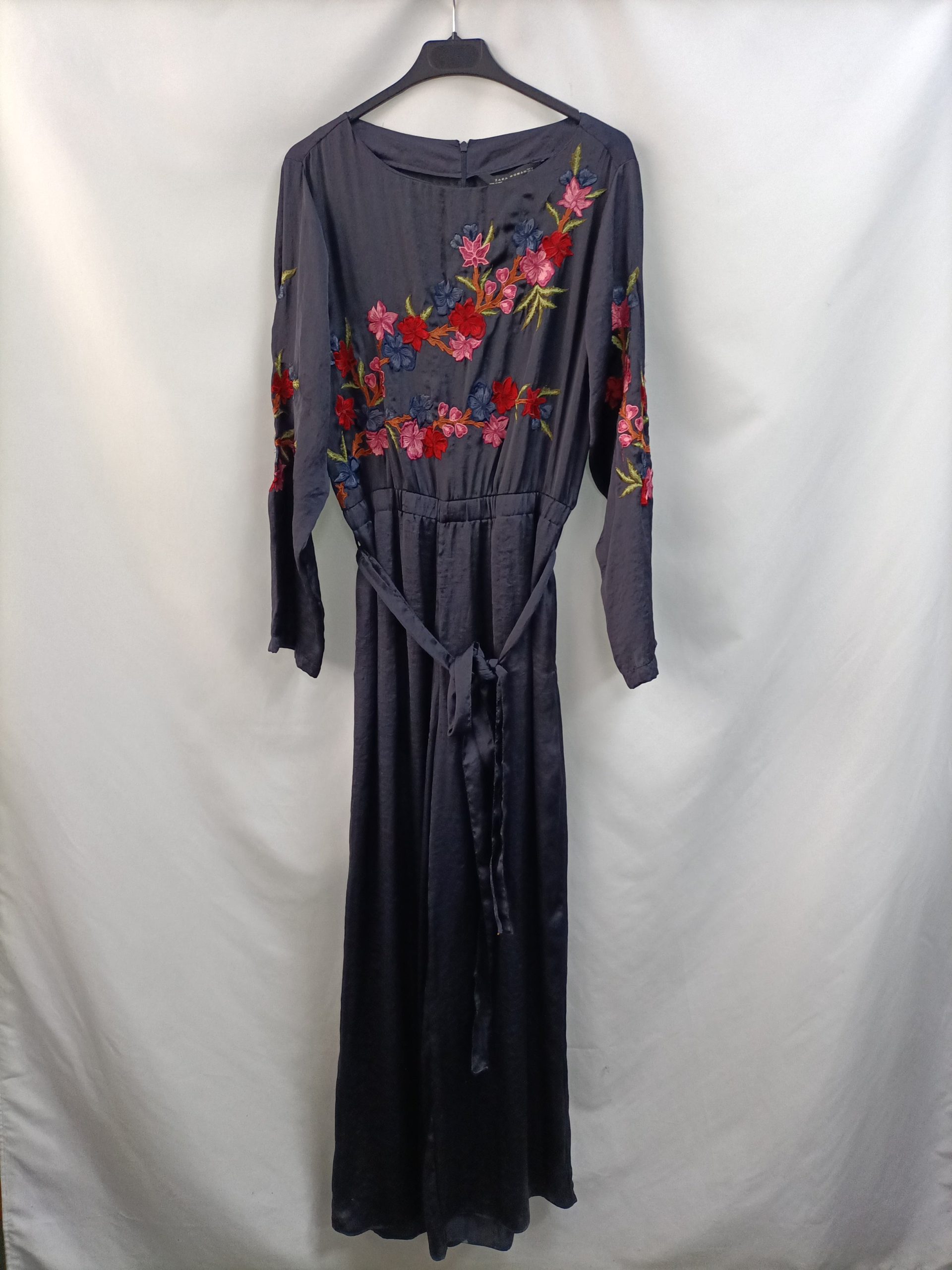 ZARA.Mono azul satinado T.M