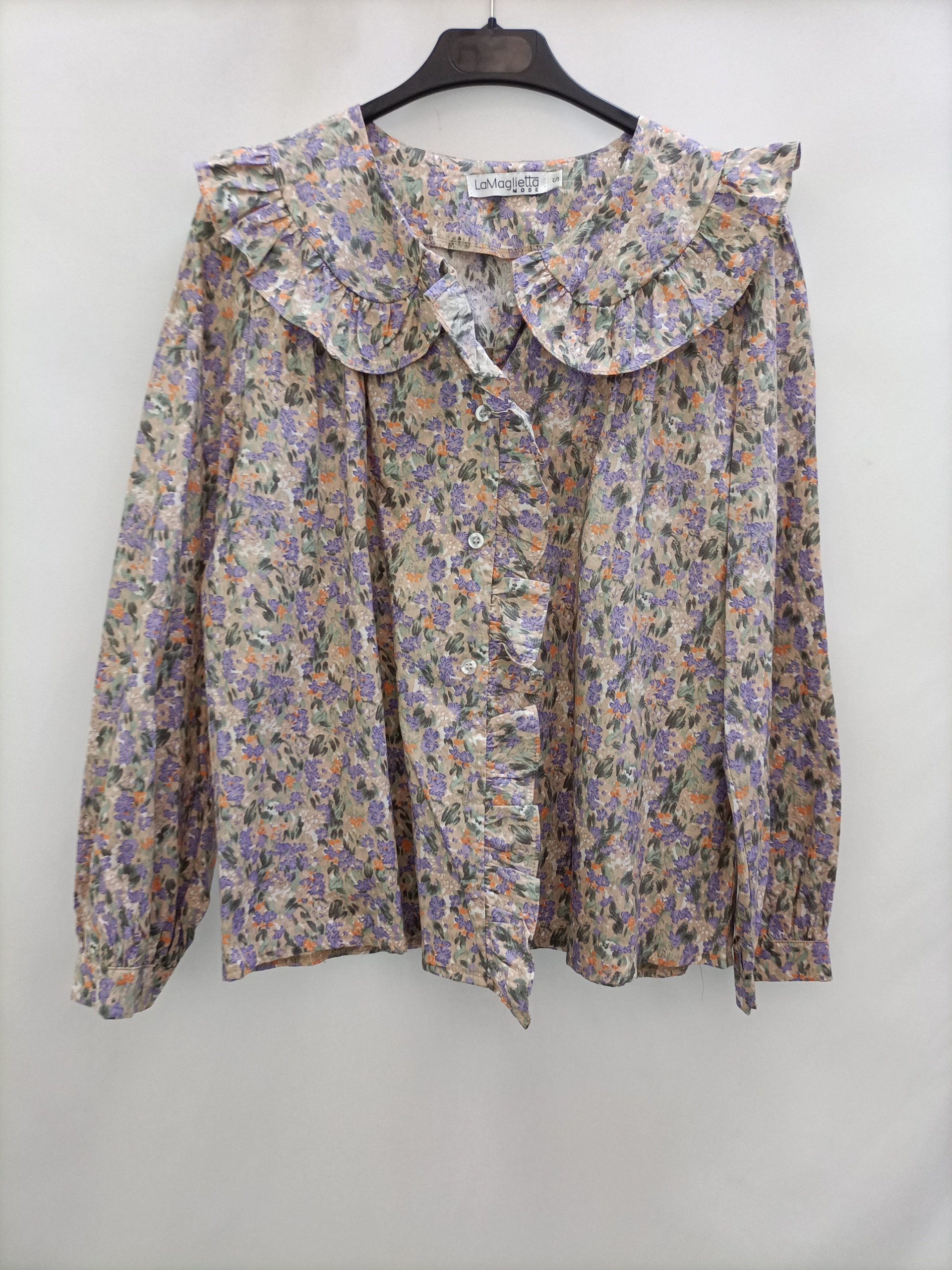LAMAGLIETTA. Blusa flores cuello bebé T.s