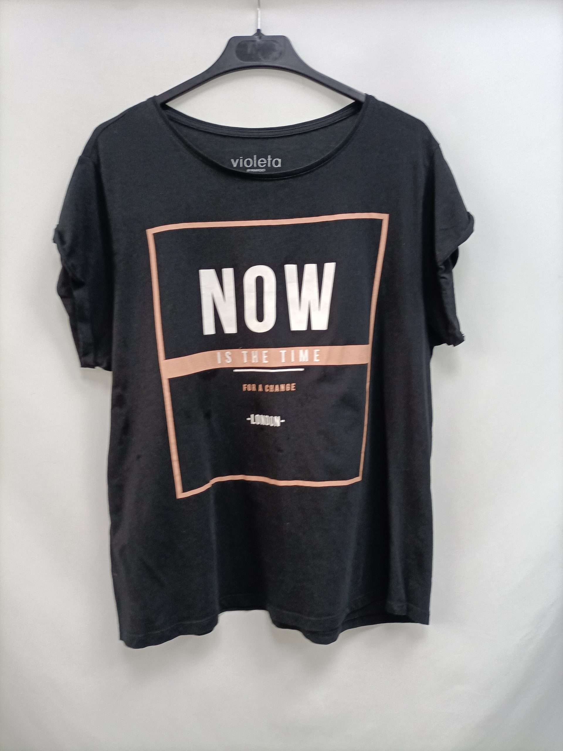 VIOLETA BY MANGO.Camiseta negra T.L