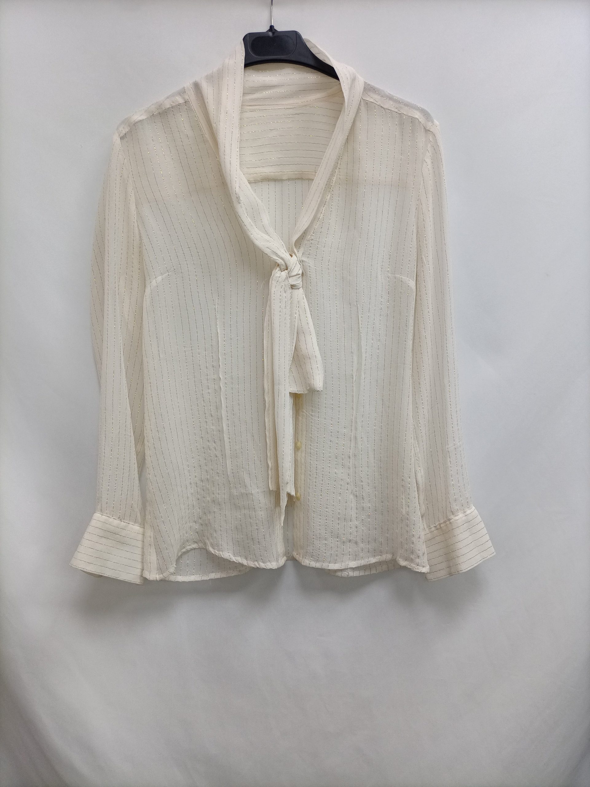 PIMKO. Blusa beige rayas T.38