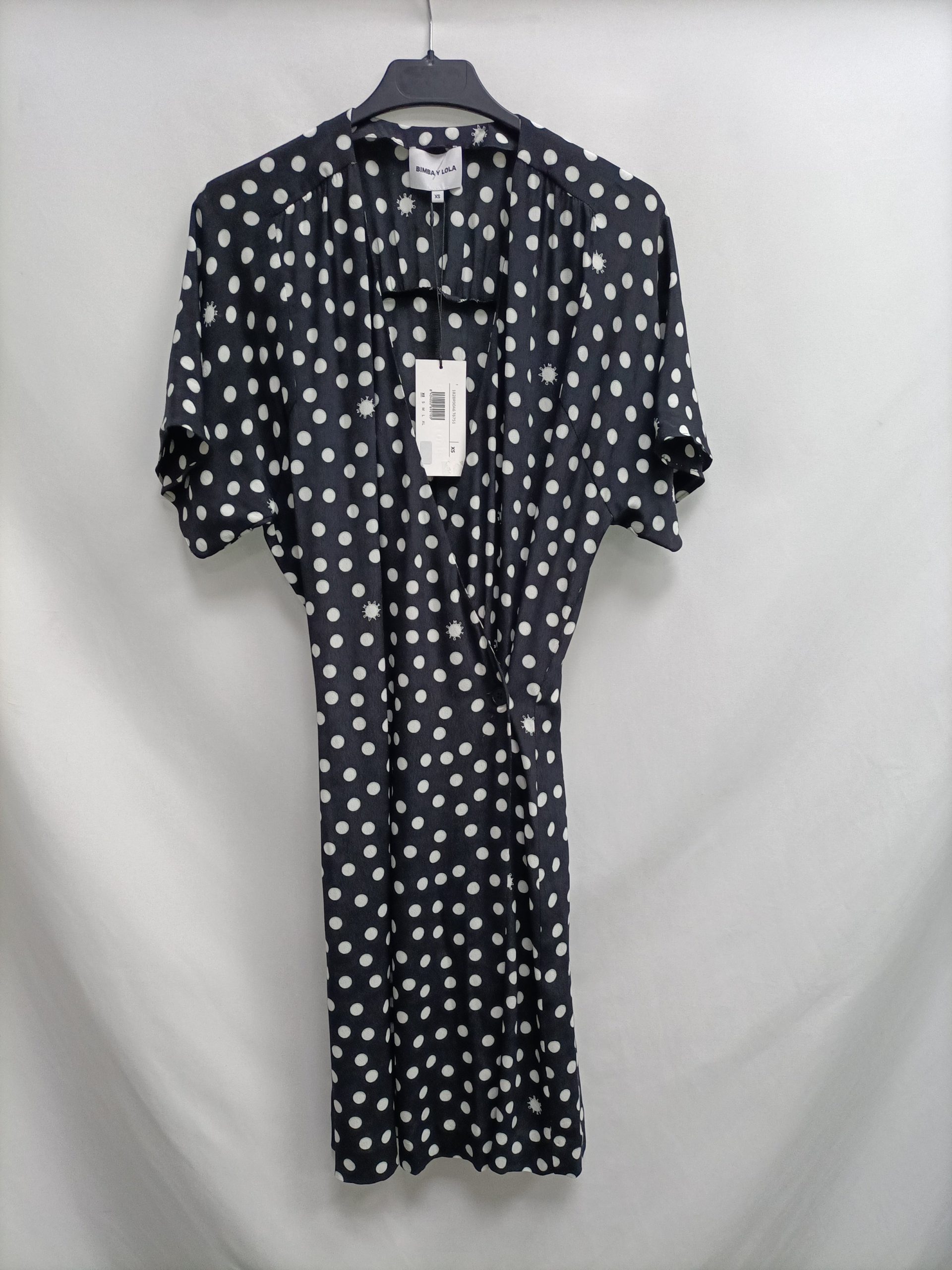 BIMBA Y LOLA.Vestido lunares abotonado T.XS