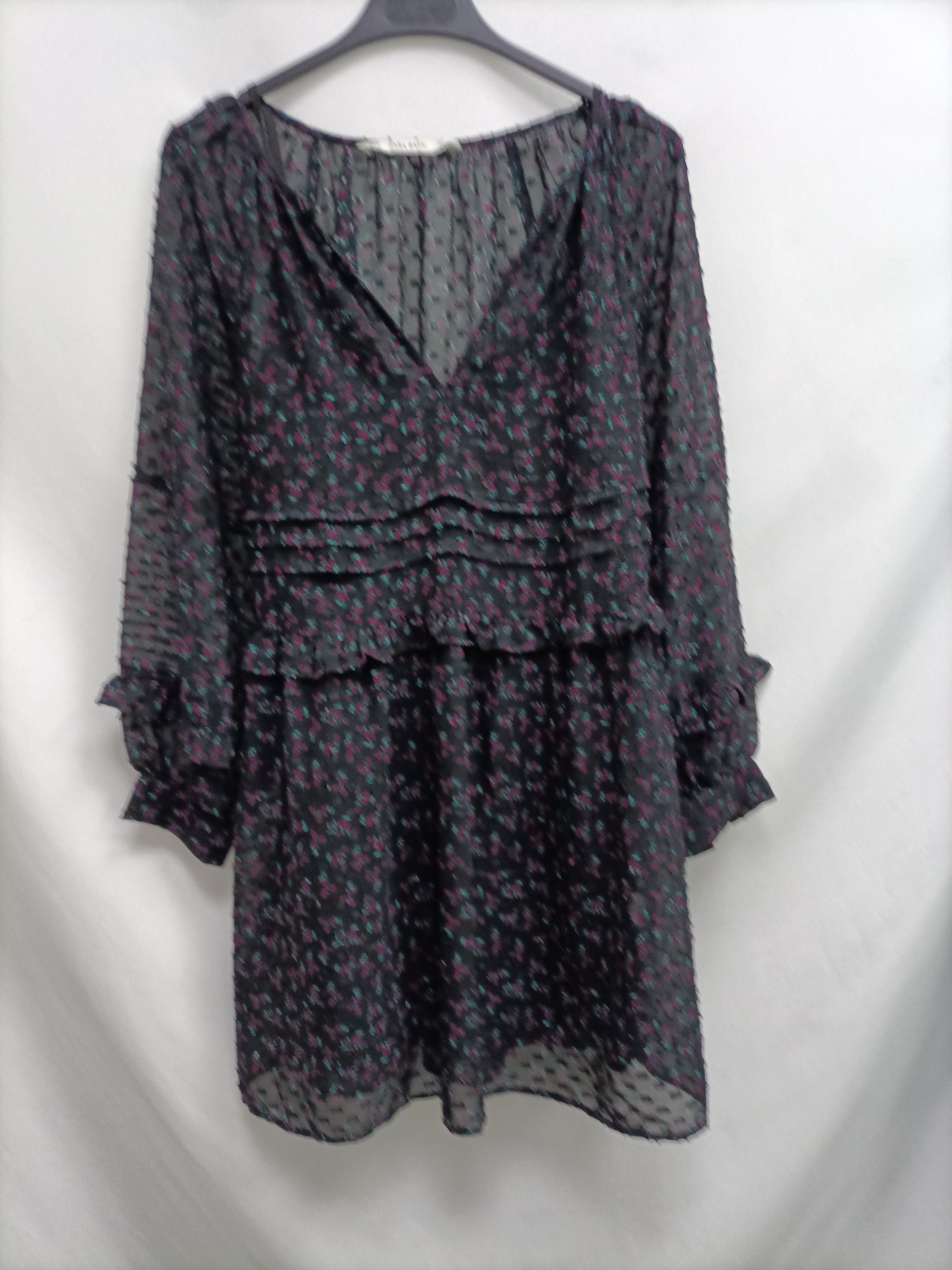 ZARA.Vestido corto plumeti T.XS