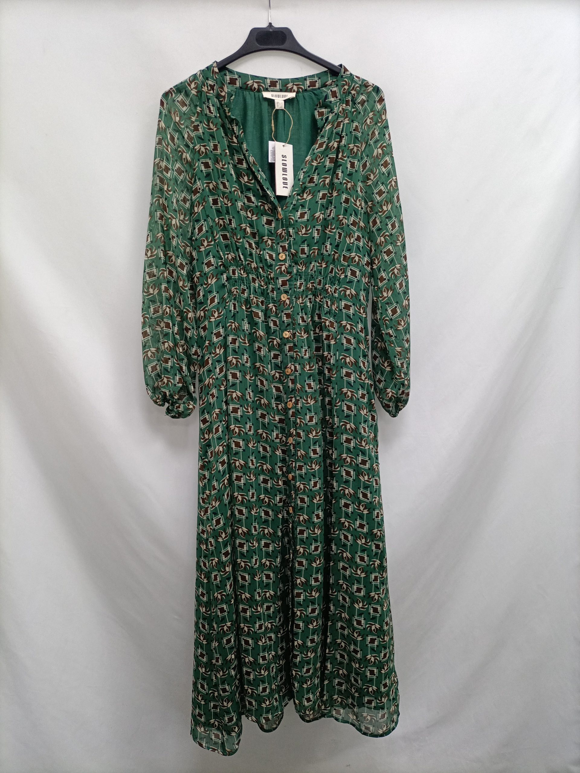 SLOWLOVE. Vestido largo verde T.m