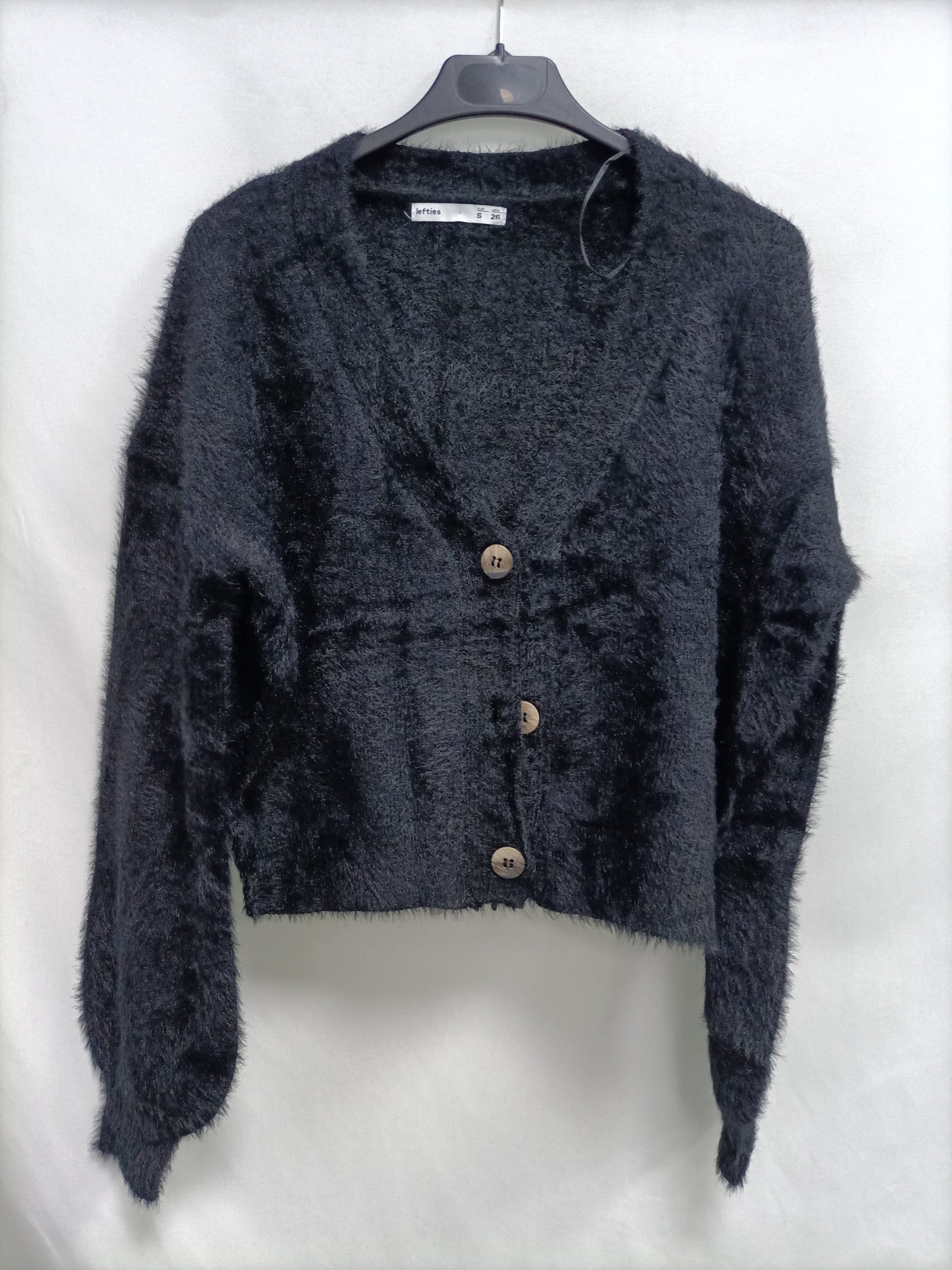 LEFTIES. Cárdigan negro pelito T.s