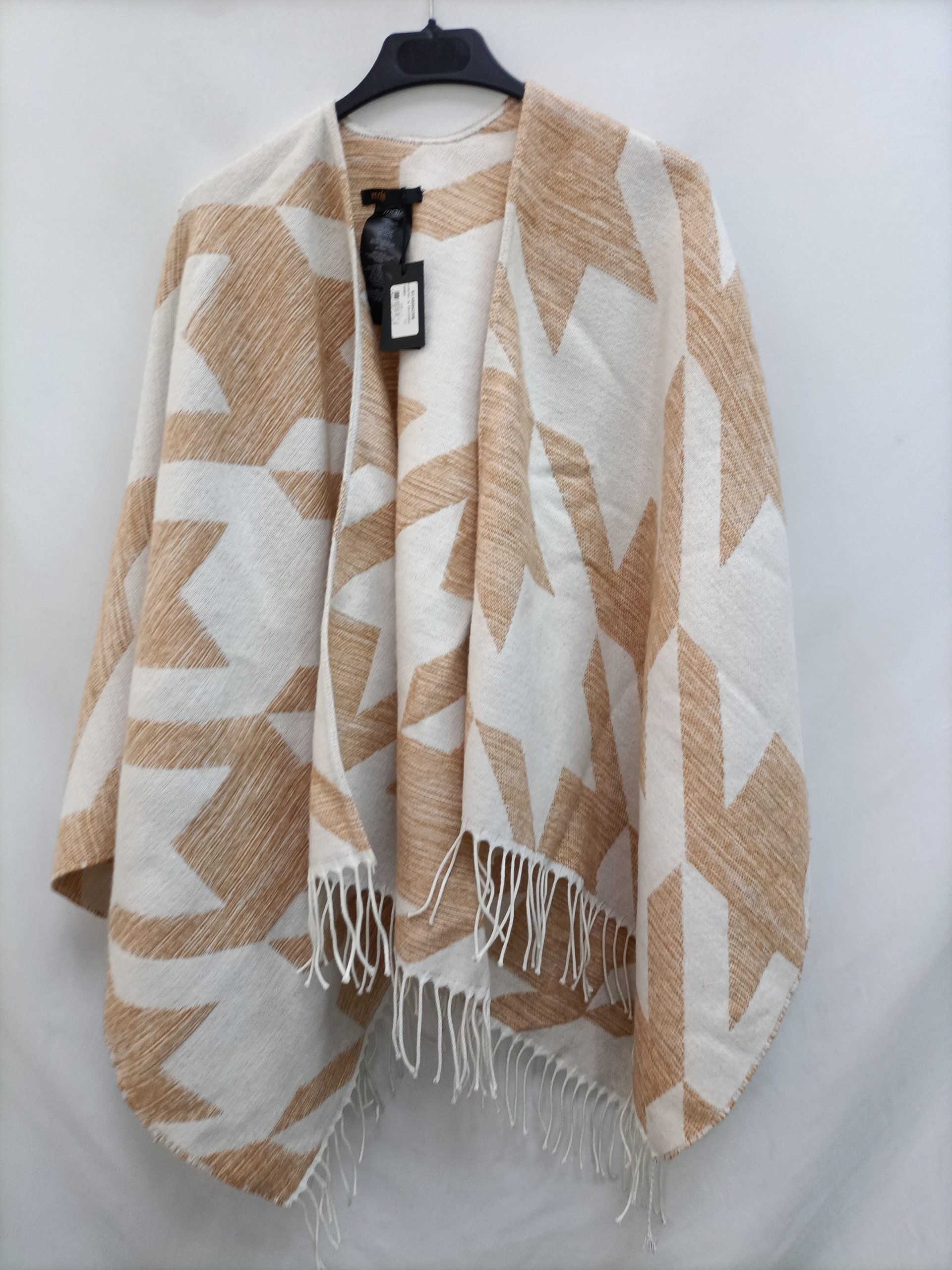 MAJE. Poncho étnico beige TU