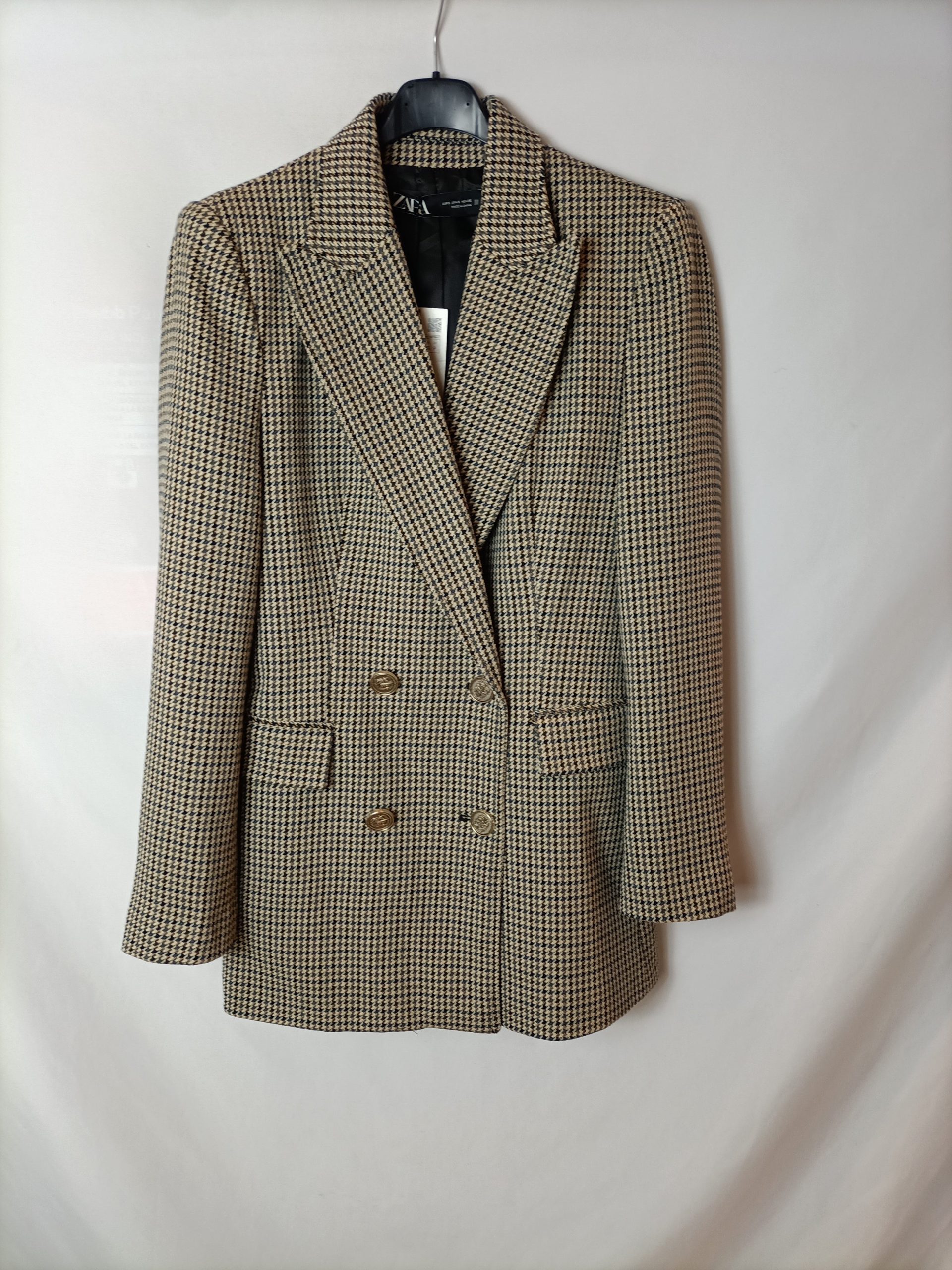 ZARA. Abrigo pata de gallo T.s