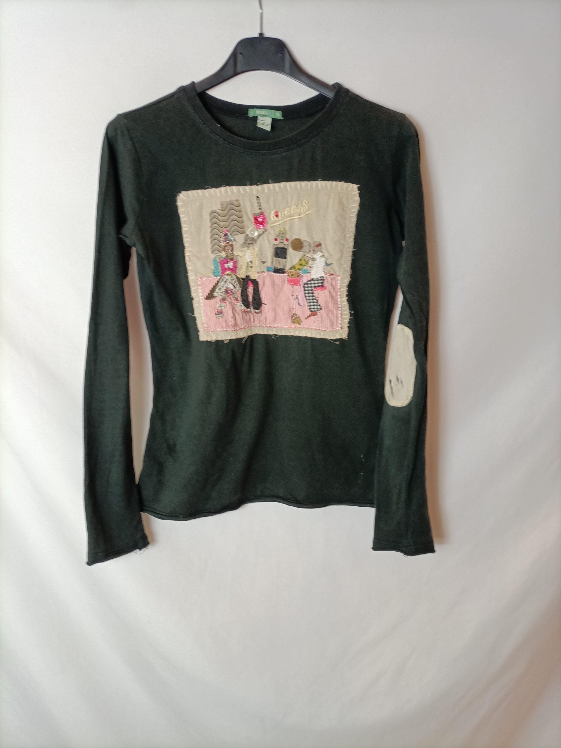 HOSS INTROPIA. Camiseta negra dibujo T.xs