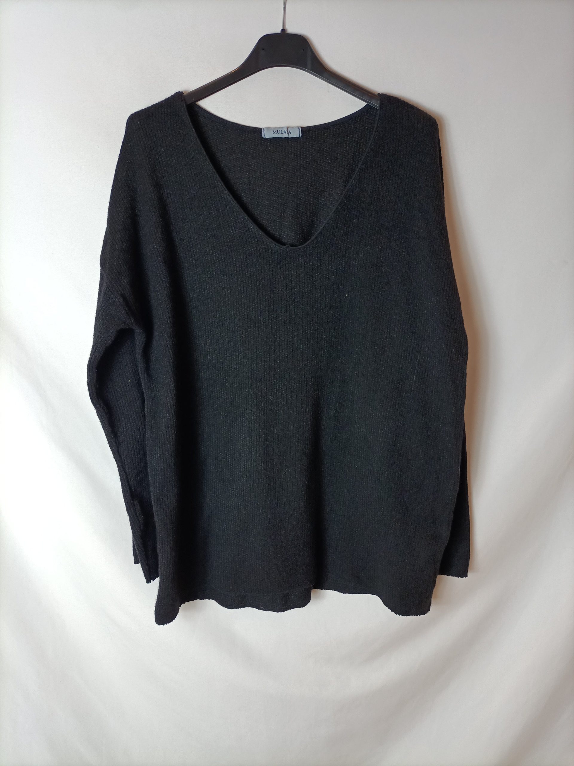 MULAYA. Jersey negro textura T.m/l