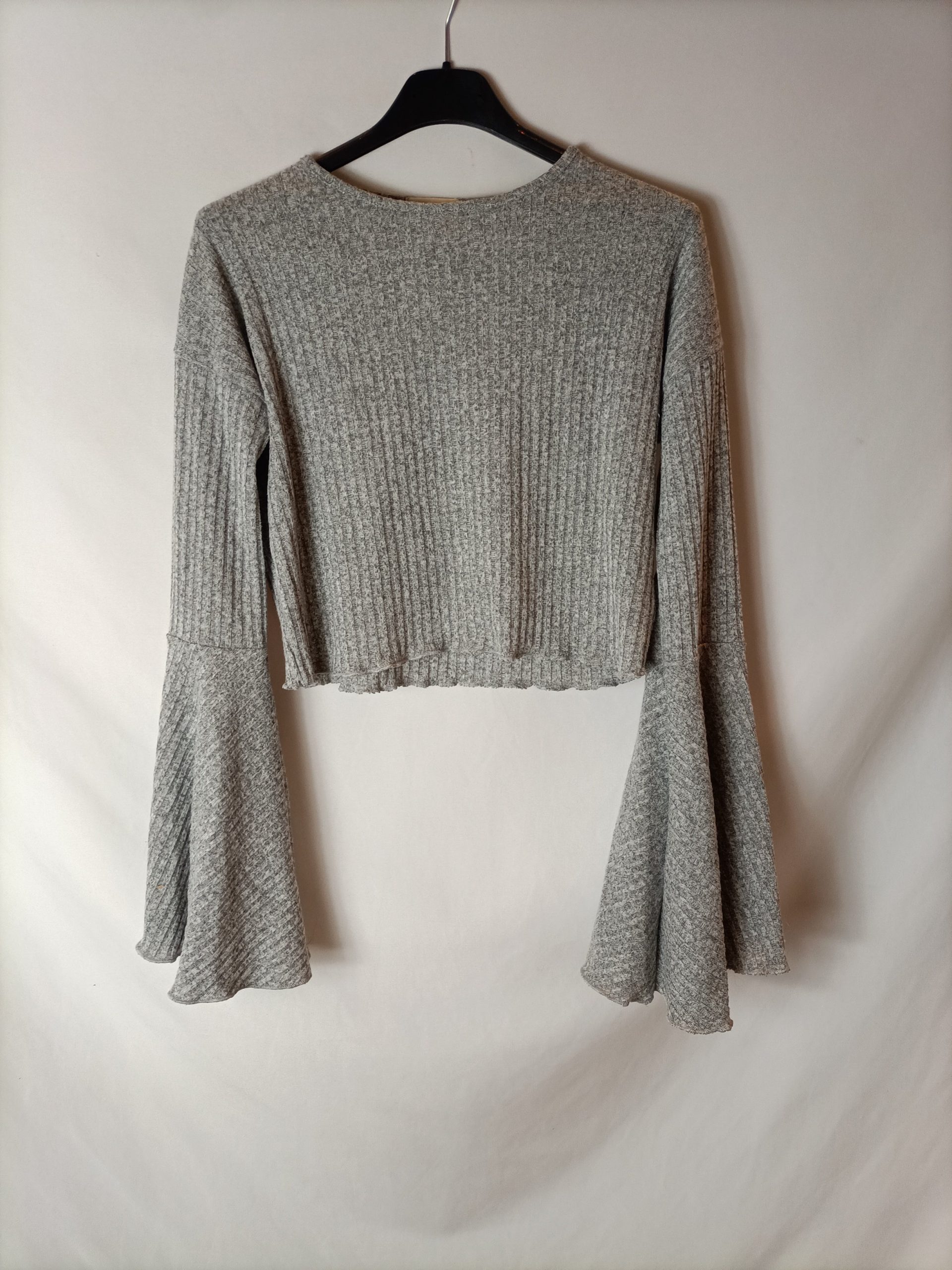 PINS AND NEEDLES. Top gris canalé T.s