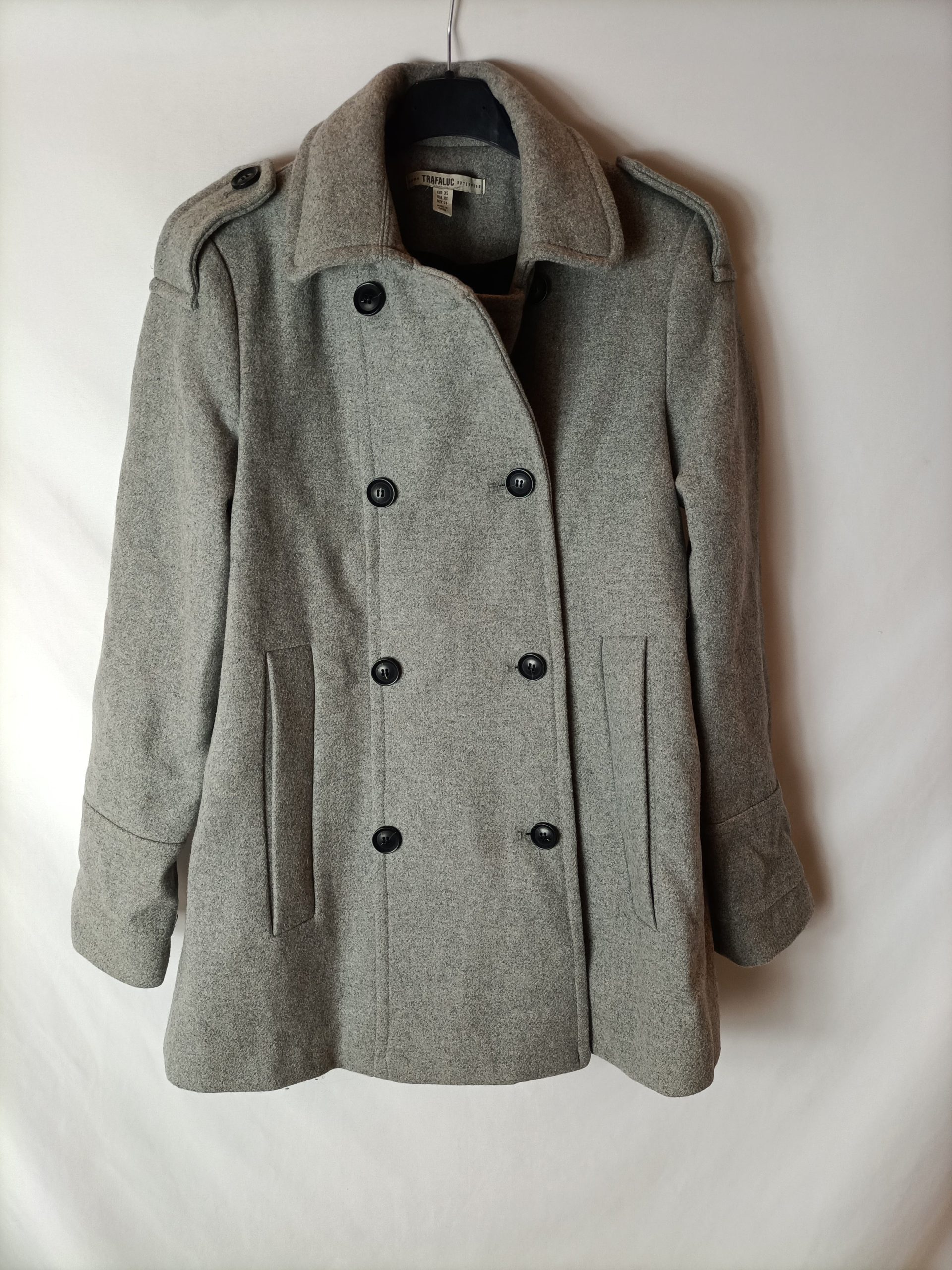 ZARA. Abrigo paño gris . T XS