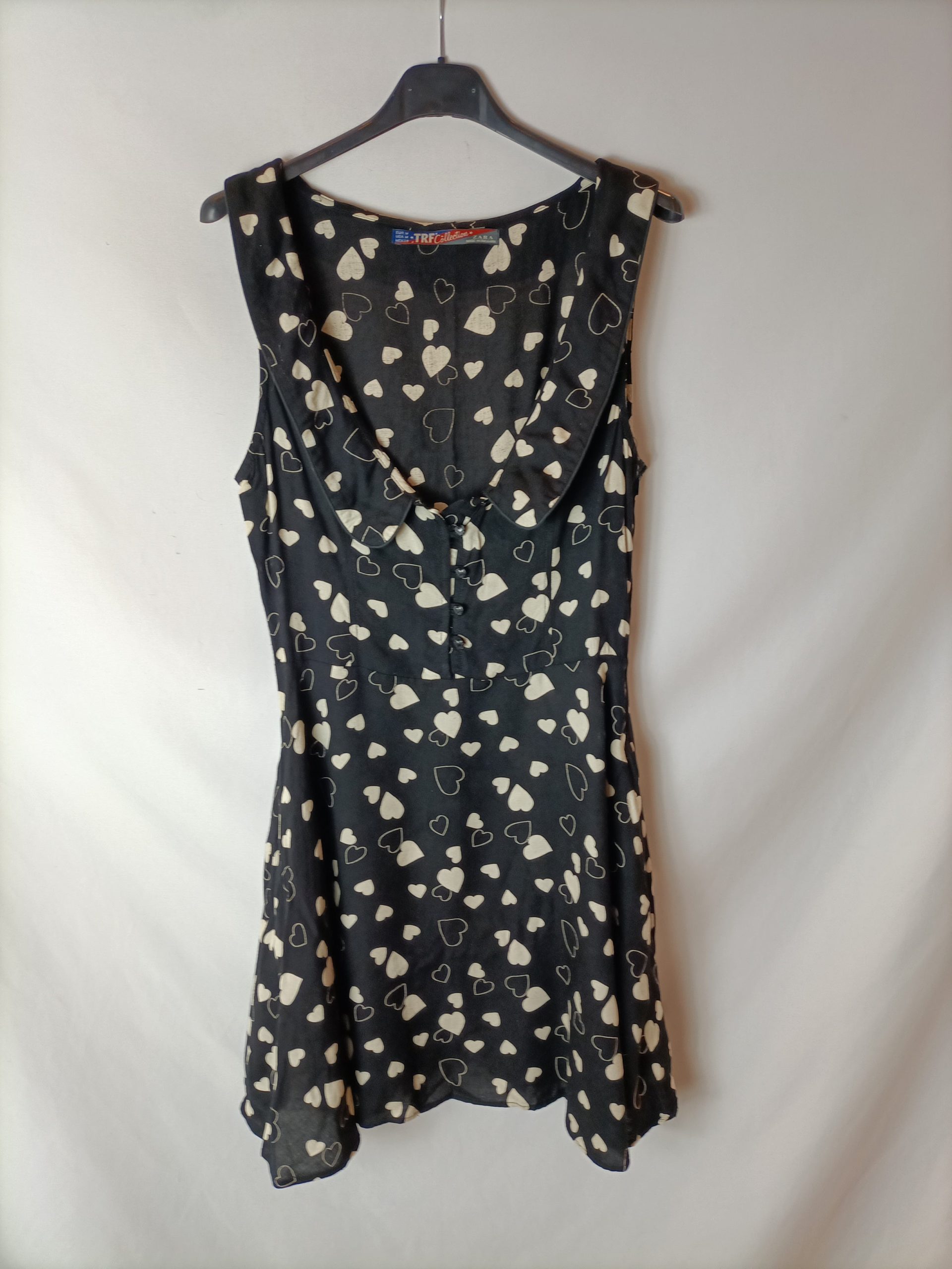 ZARA. Vestido negro corazones T.m