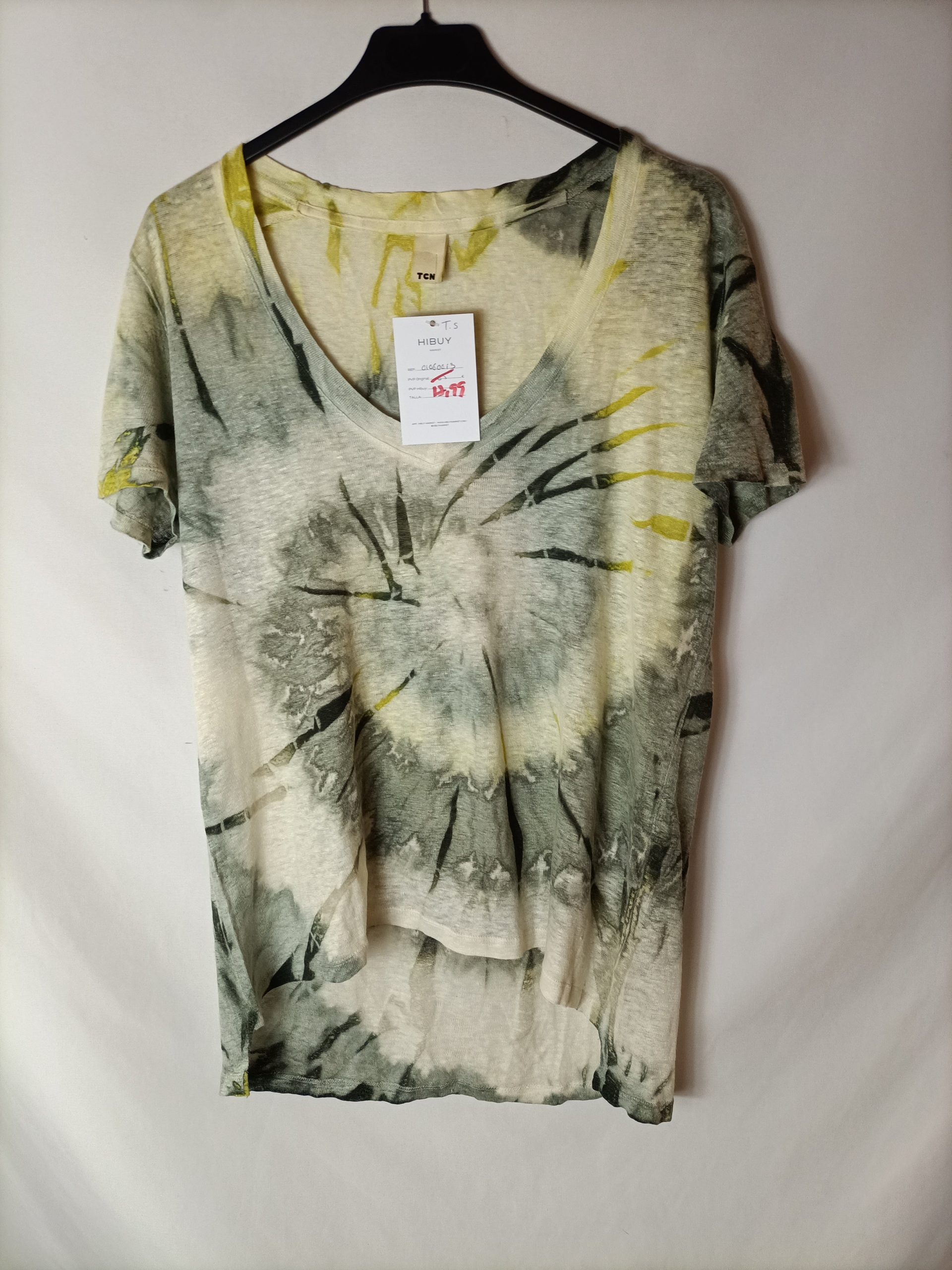 TCN. Camiseta tie dye verde y amarillo T.s