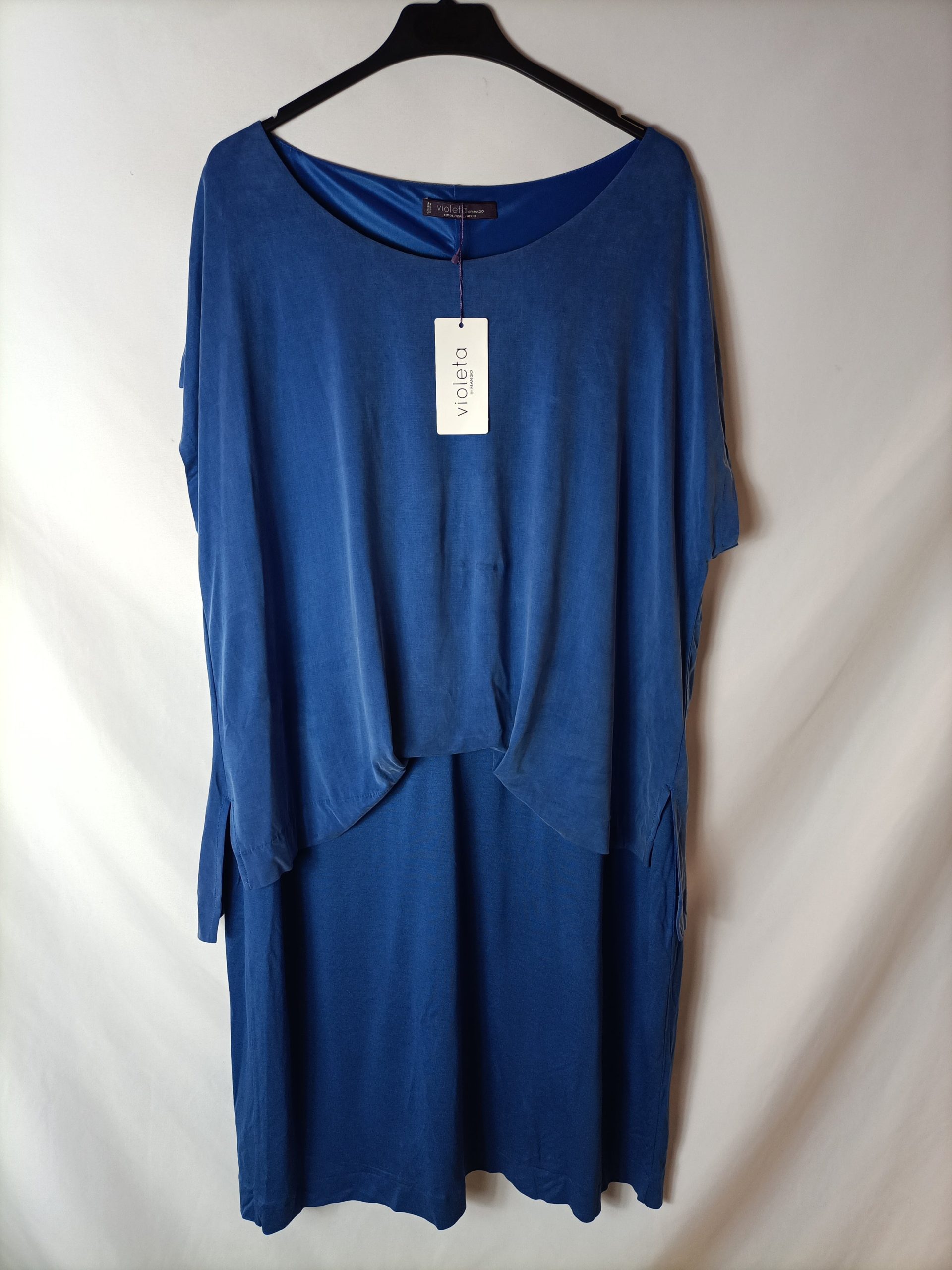 VIOLETA BY MANGO. Vestido doble textura T.l